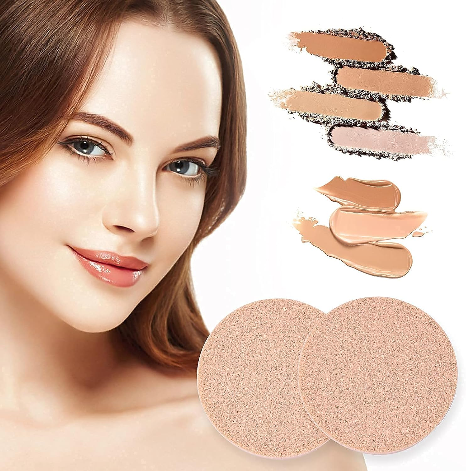 Molain round Sponge Puff Set,12 Pcs 2.2 Inch Facial Powder Puffs Foam Sponges for Liquid Foundation Makeup , Facial Cleansing image number 6