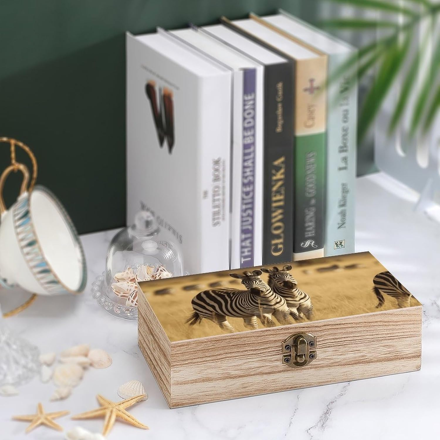 Grassland Zebra Wooden Box Wood Wedding Keepsake Boxes with Lids Small Decorative Boxes Lightweight Wooden Memory Storage Box for Crafts Keepsakes Jewelry Photo Letter Storage image number 3
