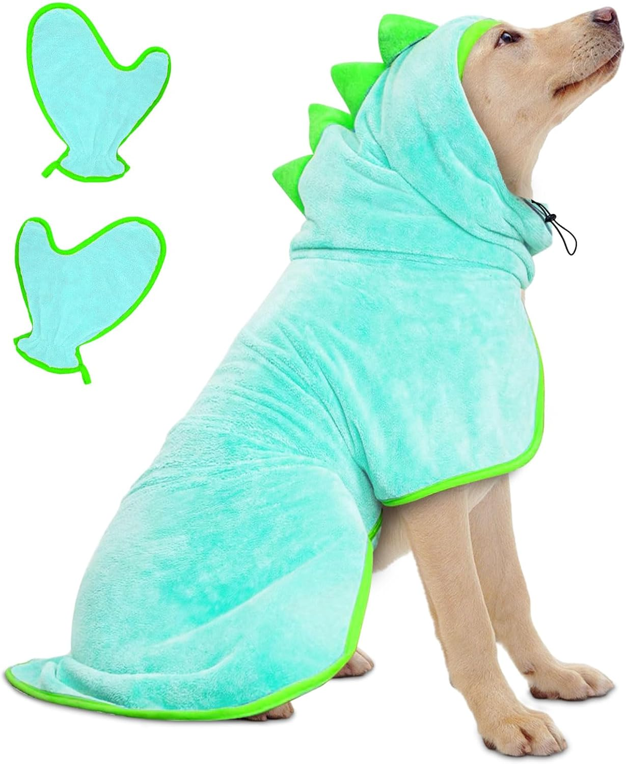 Bibykivn Bathrobe for Dogs, Microfibre Dog Bathrobe, Adjustable Collar with Velcro Closure, Quick Drying, Bath Towel for Large, Medium, Small Dogs/Cats (Blue, L) image number 2