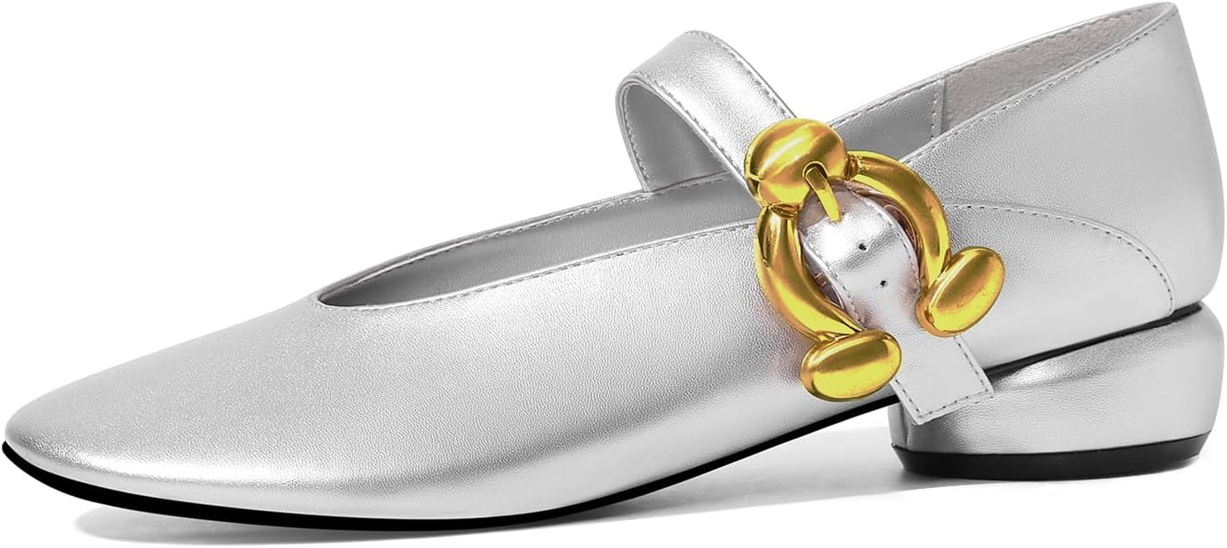 RONILURN Women Mary Jane Shoes Pumps Chunky Comfortable Low Heels Closed round Toe Dress Work Wedding Shoes image number 1