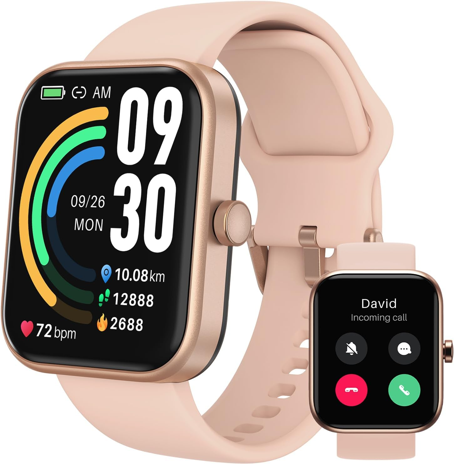 TOZO Smart Watch (Answer/Make Call) Bluetooth Fitness Tracker with Heart Rate, Blood Oxygen Sleep Monitor IP68 Waterproof 1.83-Inch HD Color for Men Women Compatible with Iphone & Android Rose Gold image number 2