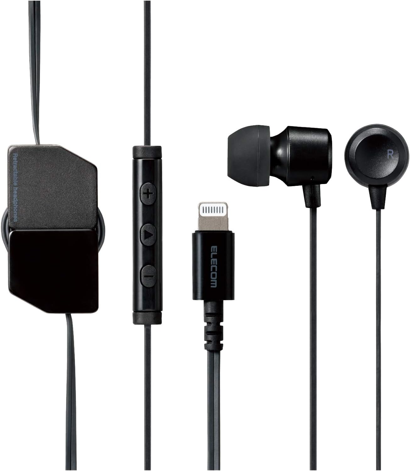 Elecom EHP-LFR10CMWH Stereo Earphones, In-Ear Type, Lightning with Microphone, Fast Music, White