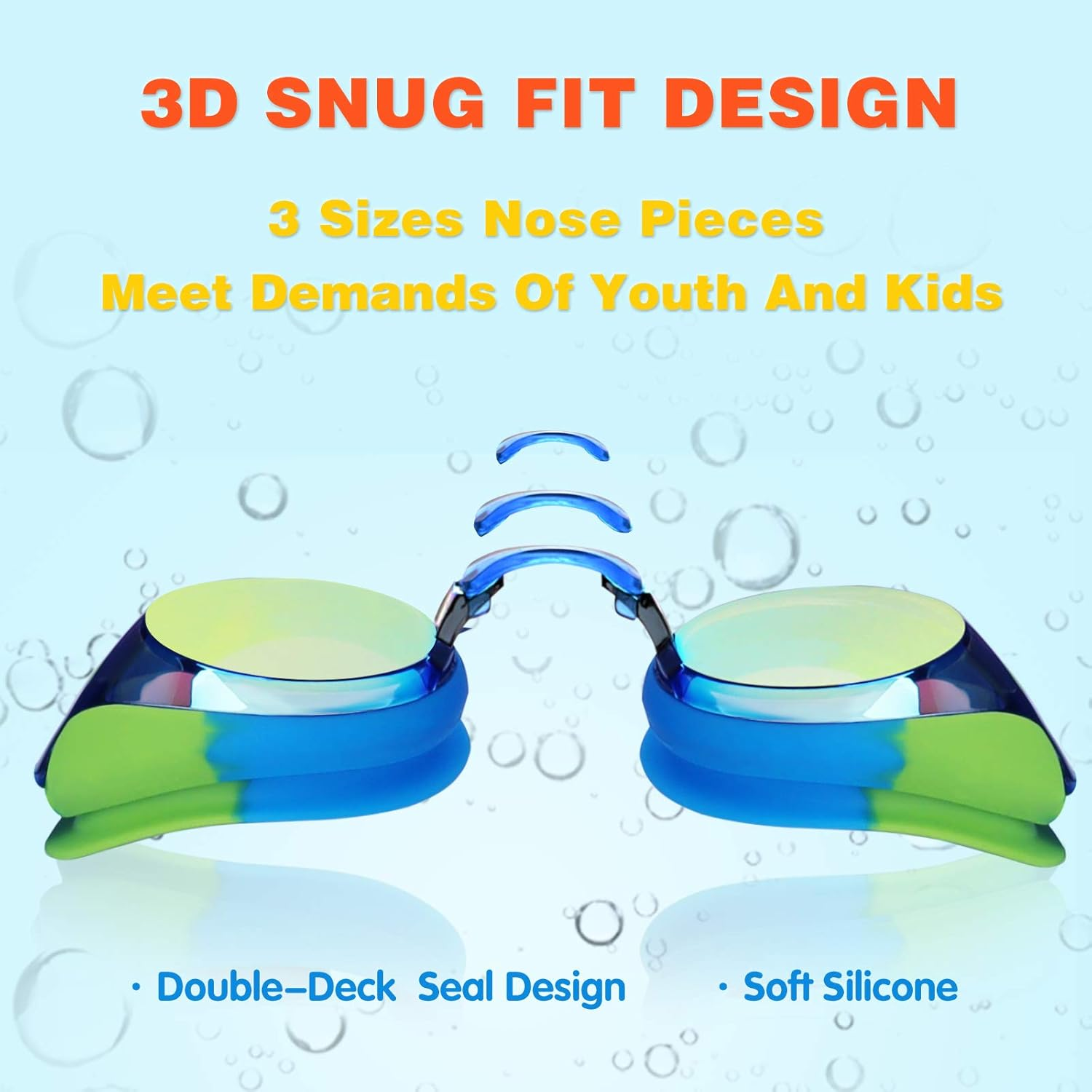 Keary Kids Swim Goggles for Toddler Kids Youth(3-12),Anti-Fog Waterproof Anti-Uv Clear Vision Water Pool Goggles