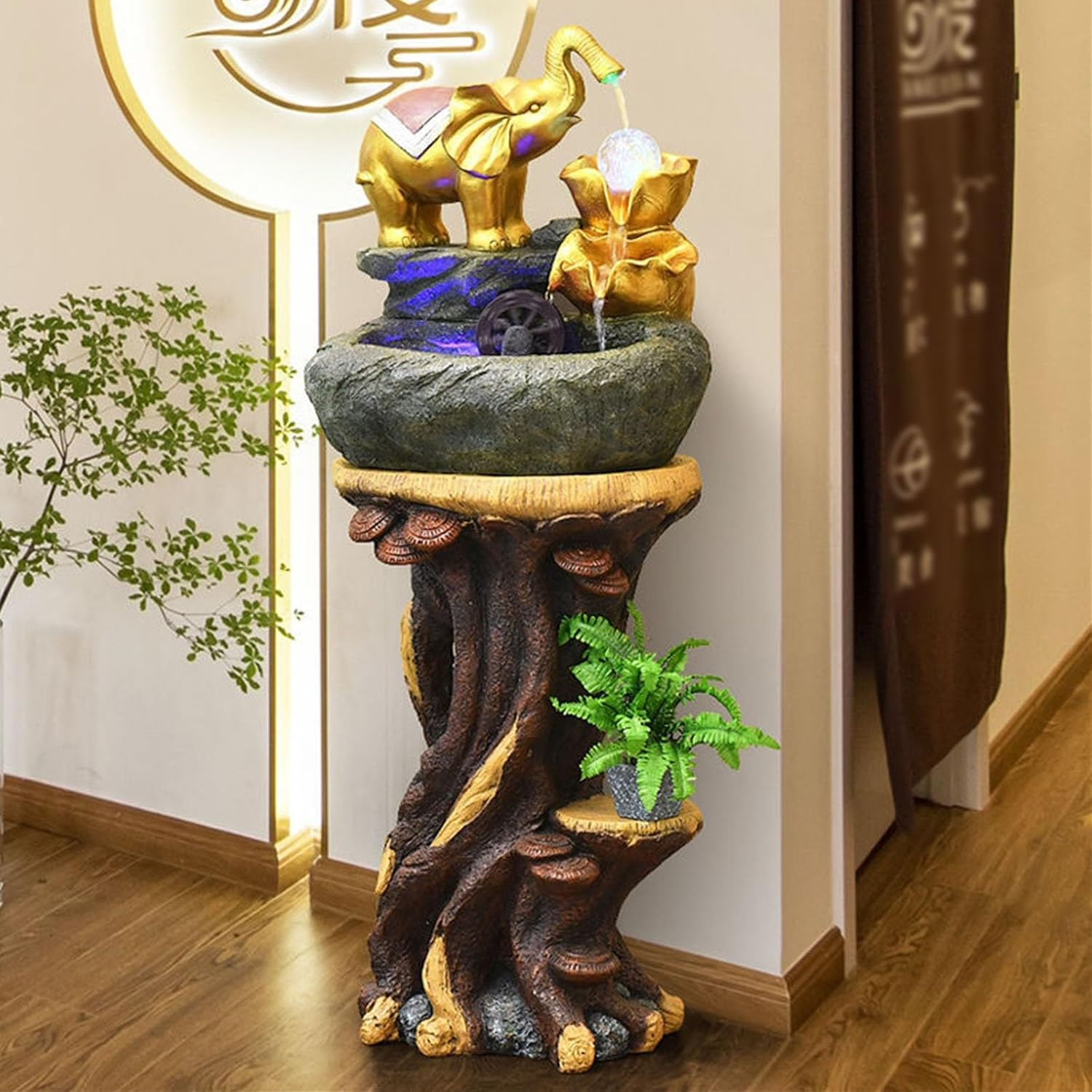 Outdoor Fountain Elephant Indoor Water Fountain, Decoration with Rolling Ball, Floor Standing Decorative Ornament for Home, Office, Bedroom image number 6