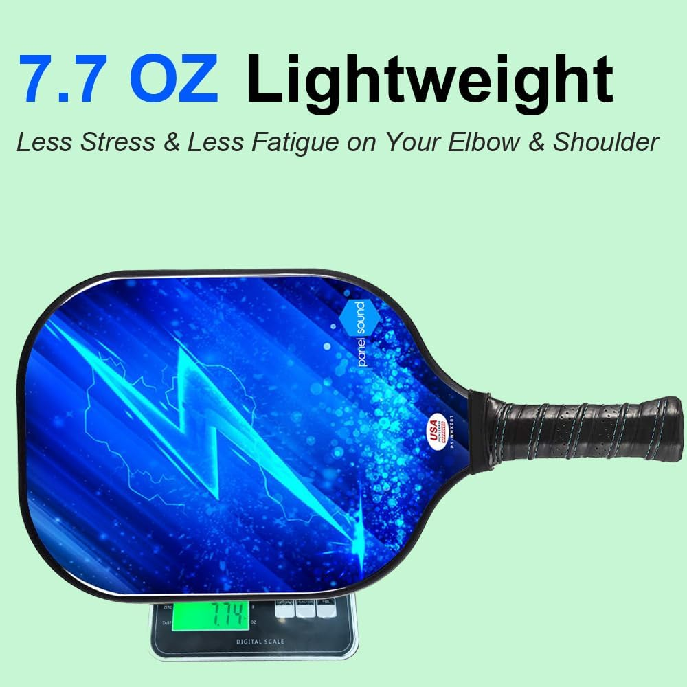 Panel Sound Pickleball Paddles, USAPA Approved Graphite Carbon Fiber/Fiberglass Pickleball Set of 2, Lightweight Pickleball Rackets Set with 1 Carrying Case, 2 Cooling Towels & 4 Balls image number 5