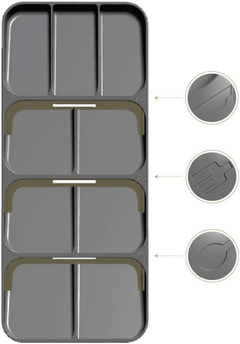 BOAA Fresh Cutlery Organiser for Kitchen Drawer, 9 Compartment, Grey image number 2