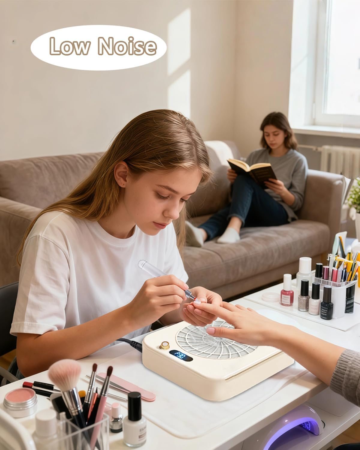 Leopacat Dust Extraction for Nails, Nail Dust Collector, Adjustable Vacuum Cleaner Tool with 2 Filters, 80 W Pour Acrylic Nail Polish in Salon at Home image number 5