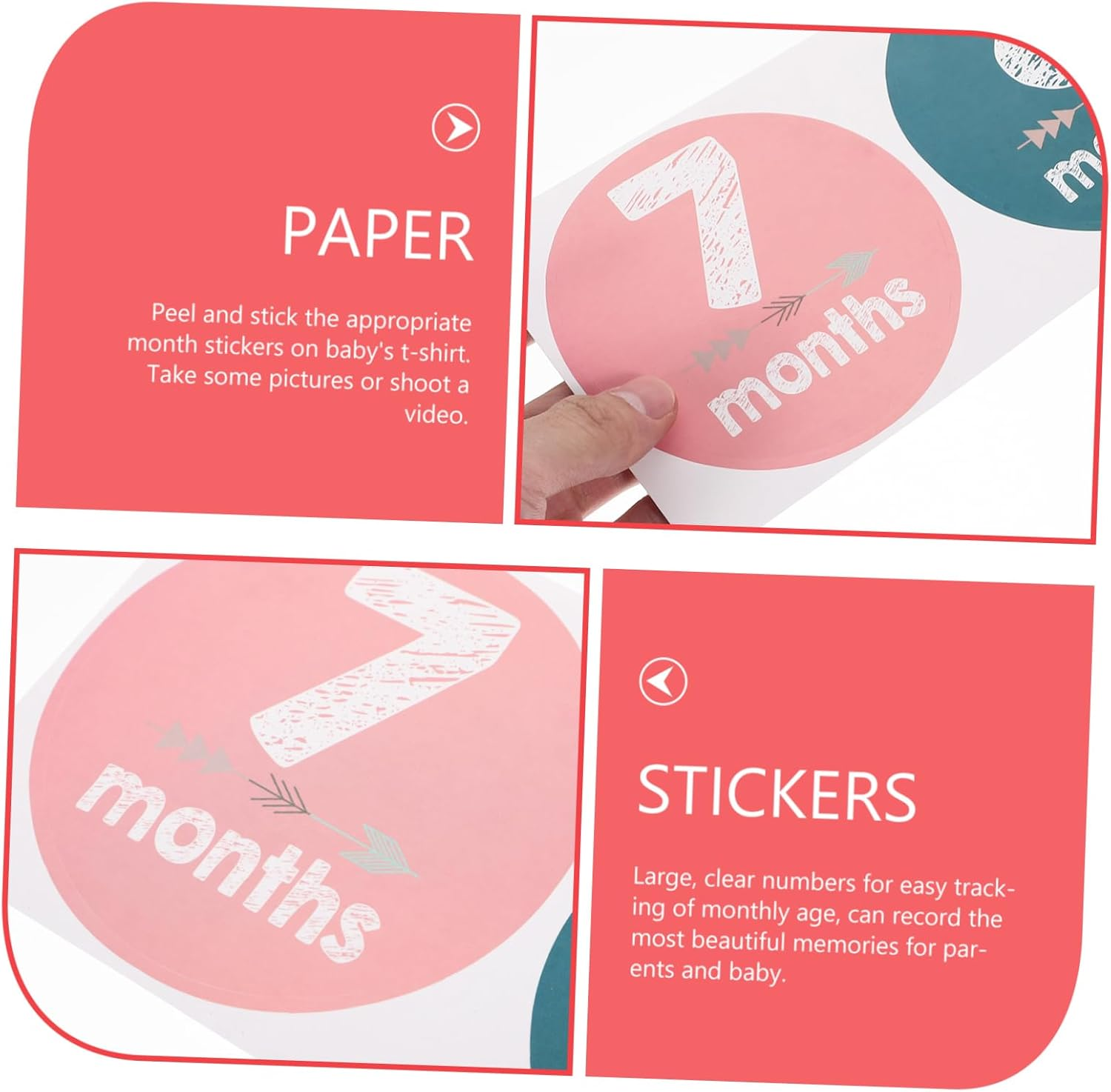 INOOMP Monthly Milestone Stickers Newborn Milestone Stickers for Girl Month Shower for Newborn image number 3