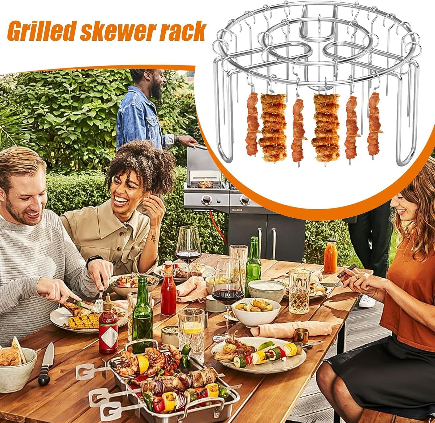 Air Fryer Racks, Skewer Racks for Airfryers, Vertical Oven Skewer Holder, Stainless Steel Skewers Heat-Resistant, Reusable,Rust-Proof image number 6