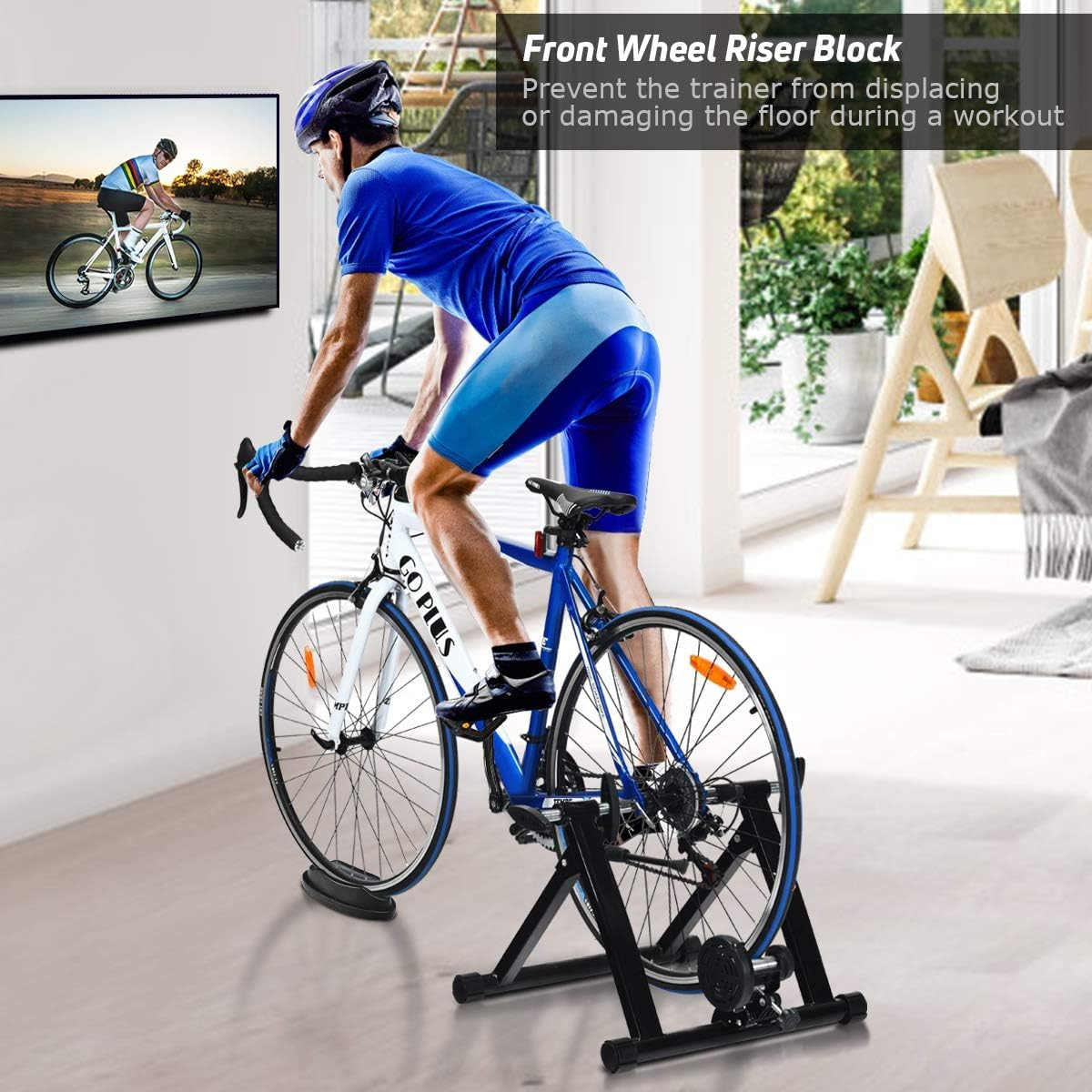 Bike Trainers for Indoor Riding, Folding Stationary Bike Stand with Magnetic Flywheel for Bicycle Cycling Training, 26&rsquo;&rsquo; - 29&rsquo;&rsquo; Wheels Road & Mountain Bikes image number 6