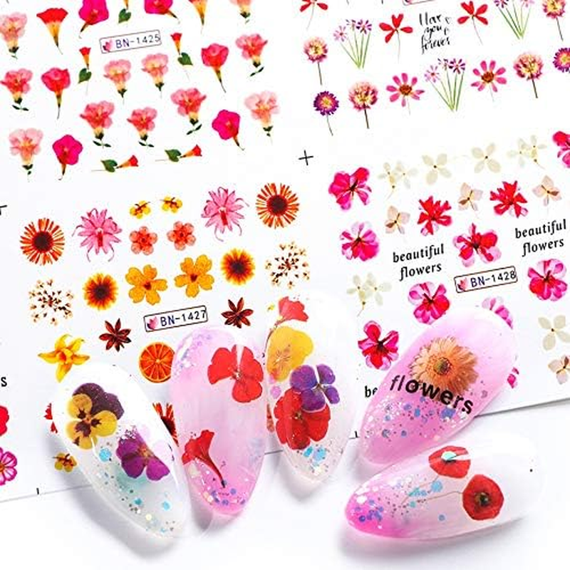 12 Designs Flower Pattern Nail Art Stickers Colorful Floral Nail Decals Manicure Decorations 16X25.5Cm Zhengpingpai image number 1