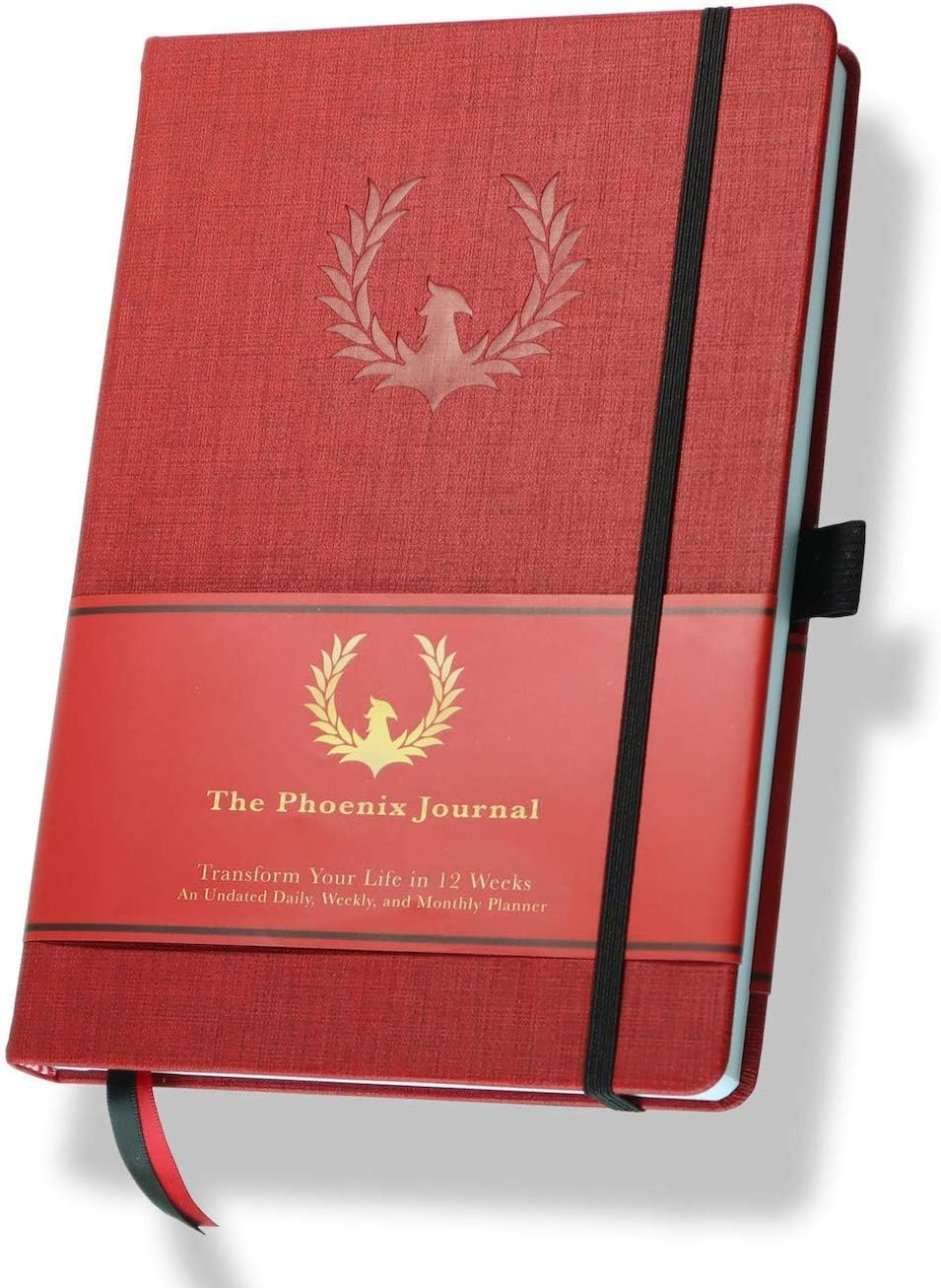 The Phoenix Journal - Best Daily Goal Planner, Organizer, Calendar for Goal Setting, Gratitude, Happiness, Productivity - Vision Board & Habit Tracking - 12 Weeks, Undated, Hardcover - Black