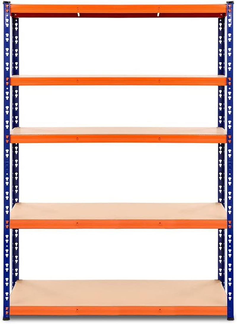 Giantz 1.8M X 1.2M Garage Shelving, Warehouse Racking System Rack Storage Shelves Industrial Commercial Organize Capacity, 5 Steel Metal Adjustable 1000KG Assembly Easy Orange&Blue image number 6
