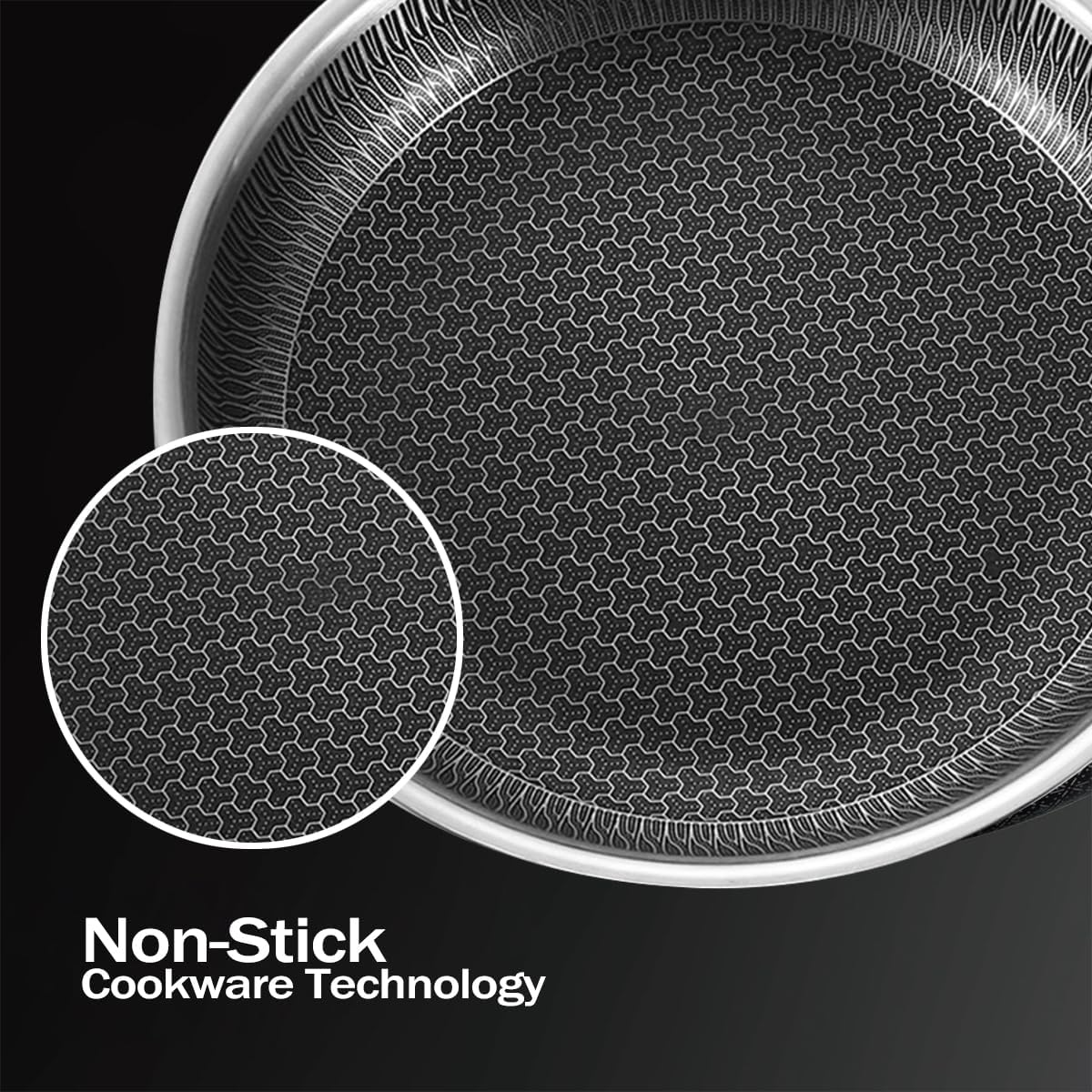 Stainless Steel Pan, 3-Layer Stainless Non Stick Frying Pan, Thickened Frying Pan without Coating Suitable for Nduction,Gas Cooktops,Ceramic and Electric Stove（11 Lnch） image number 5