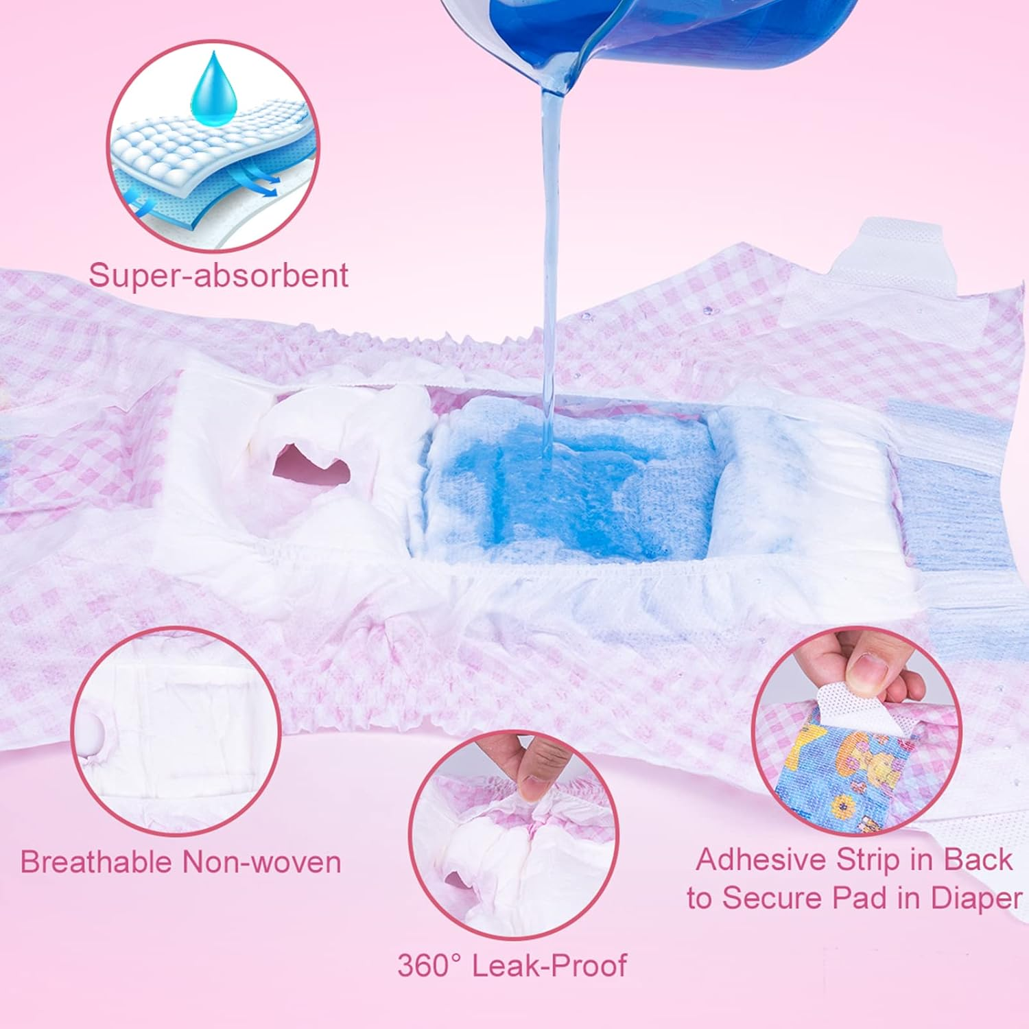 Flying Paws Disposable Female Dog Diapers, Puppy Diapers with Adjustable Elastic Waistline for Female Dog or Cat in Heat,Incontinence, Diaper with Wetness Indicator, XXS-10 Count image number 3