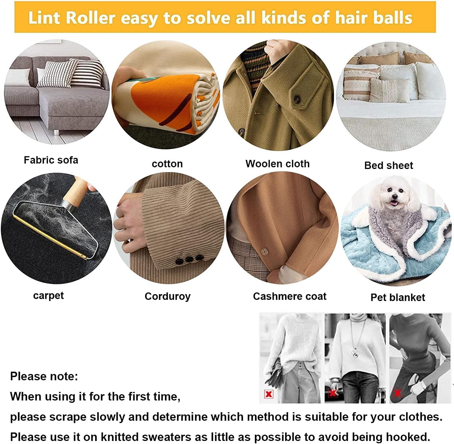 Pet Hair Remover,2 Pack Portable Lint Remover,Reusable Clothes Carpet Couch Furniture Fabric Shaver Lint Brush Carpet Scraper - 2Pack image number 5