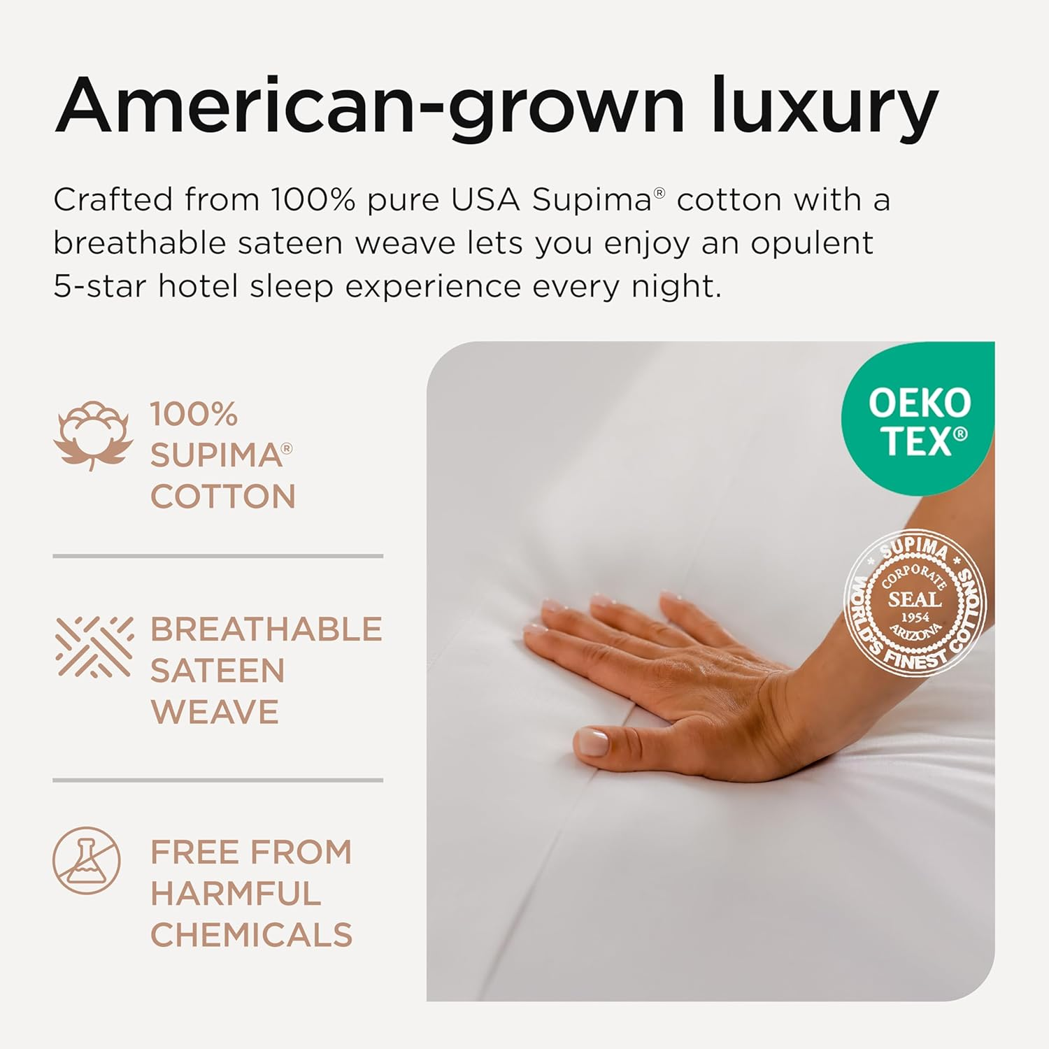 Threadmill 100% Supima Cotton Sheets King Size - 1200 Thread Count, 4Pc King Size Sheets Set, Smooth Sateen Weave King Sheets, Ultra Luxury Bed Sheets, 17" Deep Pocket King Sheet Set - White Sheets image number 6