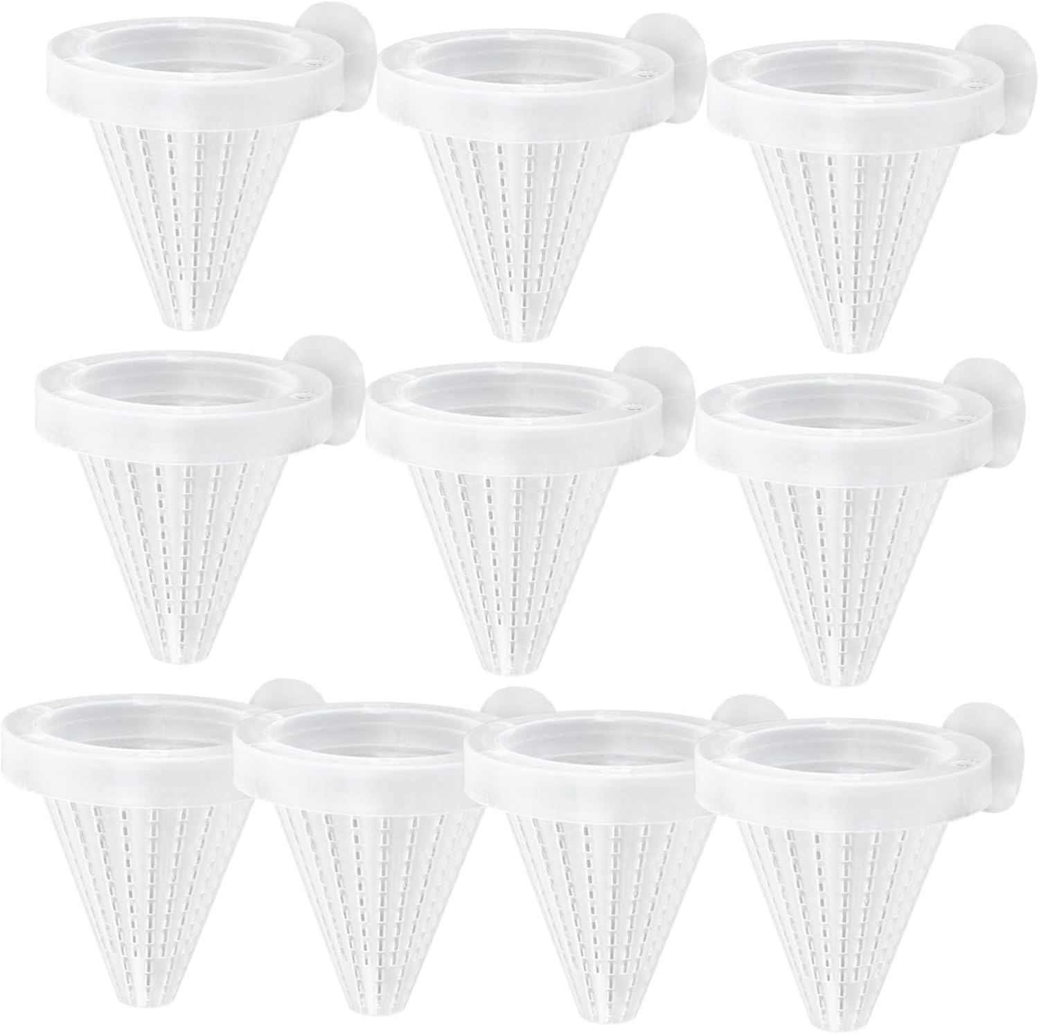VANZACK 10Pcs Cone Worm Feeder Tank Cone Feeder Plastic Worm Feeding Cone Fish Feeder with Suckers