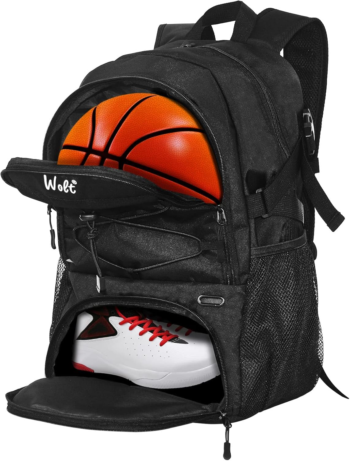 Basketball Backpack Large Sports Bag with Separate Ball Holder & Shoes Compartment, Best for Basketball, Soccer, Volleyball, Swim, Gym, Travel