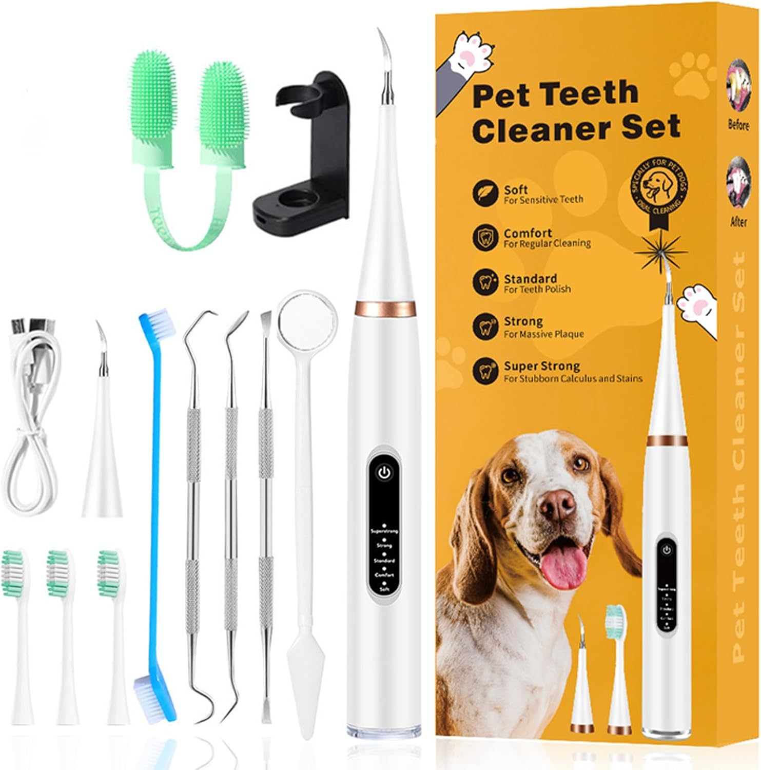 Dental Care Cleaner Kit for Dogs Cats,Cat Dog Electric Tooth Brush Teeth Cleaning,Plaque Remover Reduces Plaque & Tartar Buildup,Ultrasonic Plaque Off,Gentle and Comfortable for Pet Teeth Oral Care image number 2