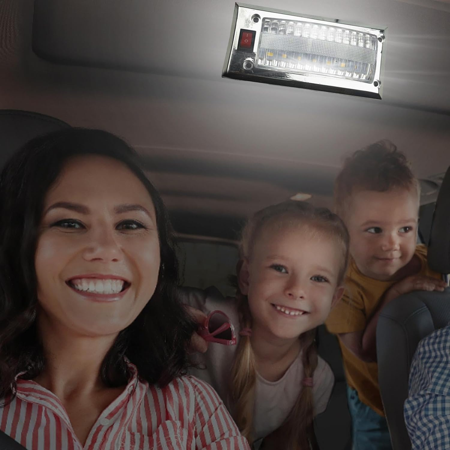 Dome Roof Interior Light - Ultra Bright Rv LED Roof Dome Light | 12V-24V Panel Reading Lamp On/Off Button for Car Van Truck Lorry Motorhome image number 5