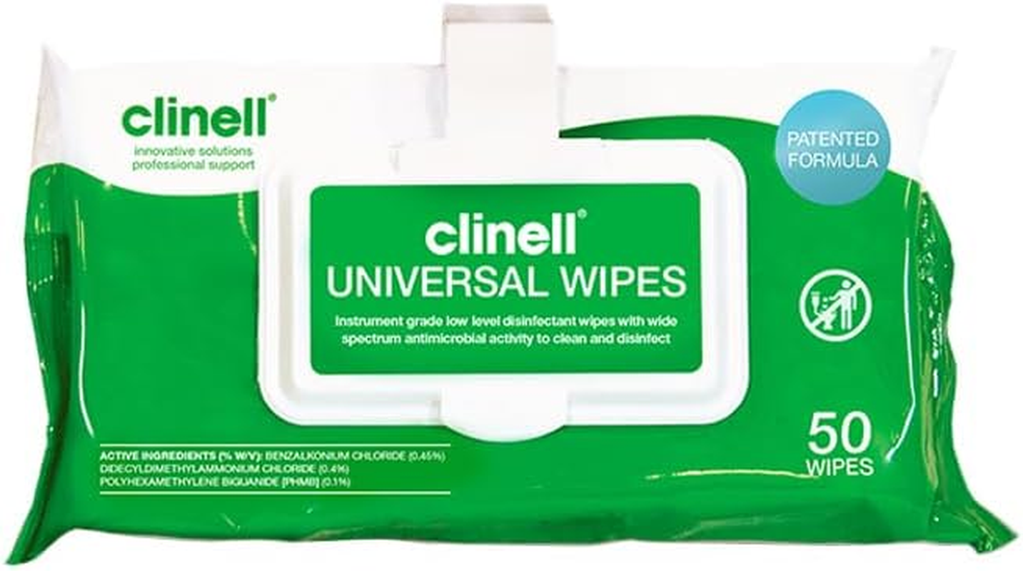 Clinell Universal Cleaning and Surface Disinfection Wipes Multi Purpose Disinfectant Wipes Clip, 50 Count, (Pack of 1) image number 1