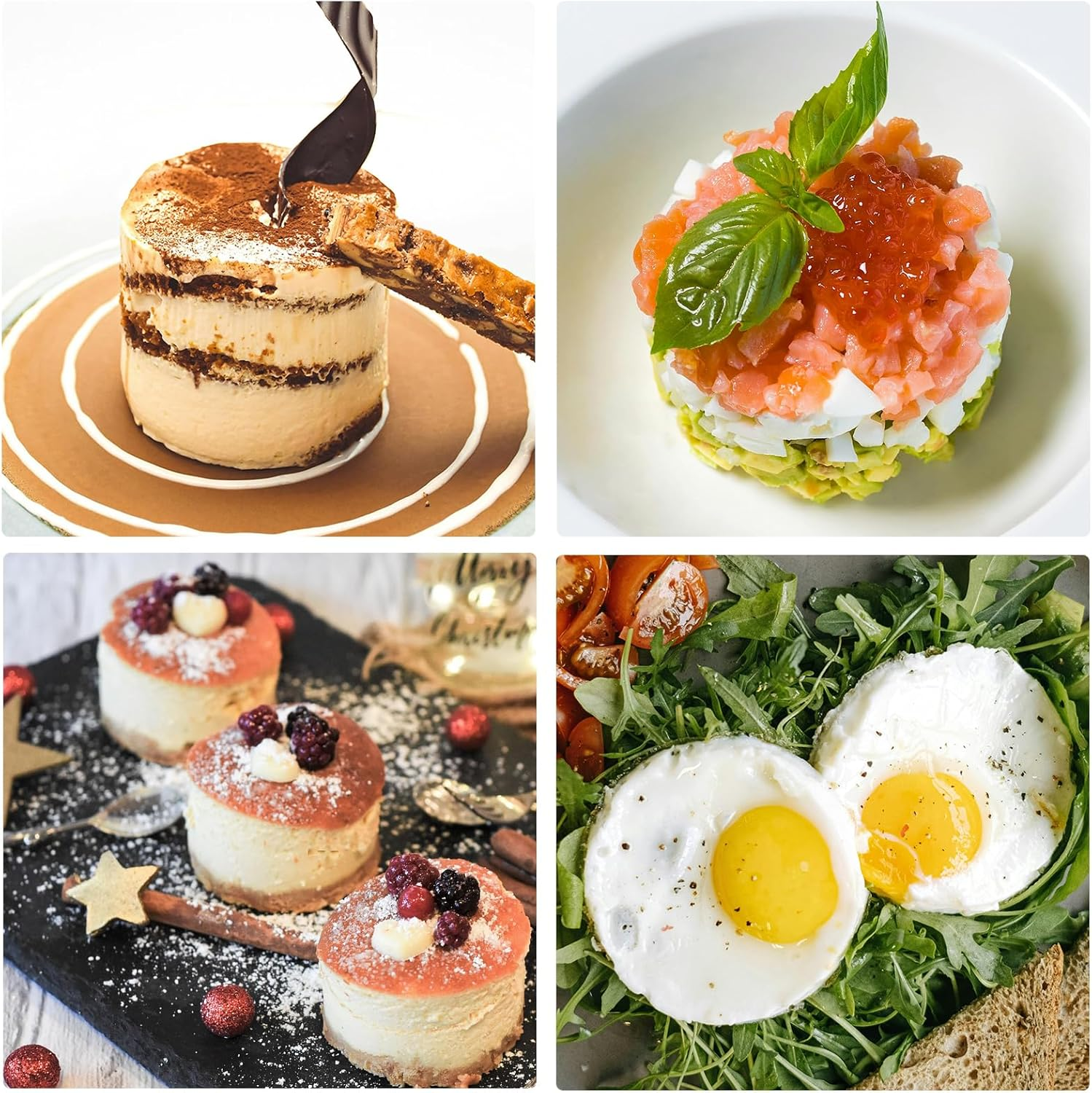 Hilsita Cake Ring Molds Set, Seamless Stainless Steel Cake Cutter for Baking, Cooking Rings with Pusher & Lifter, Dessert Mousse Molds (8Pcs-3In) image number 5