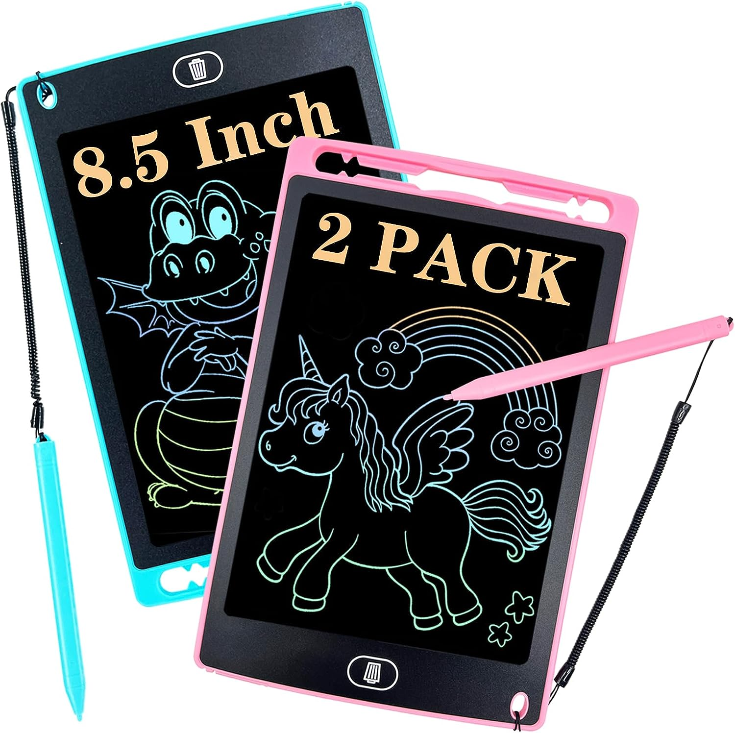 2 Pack LCD Writing Tablet for Girls Boys Toys, 8.5Inch Colorful Drawing Tablet Doodle Board for 3 4 5 6 7 8 Years Old Kids, Educational Learning Gifts, Blue+Pink