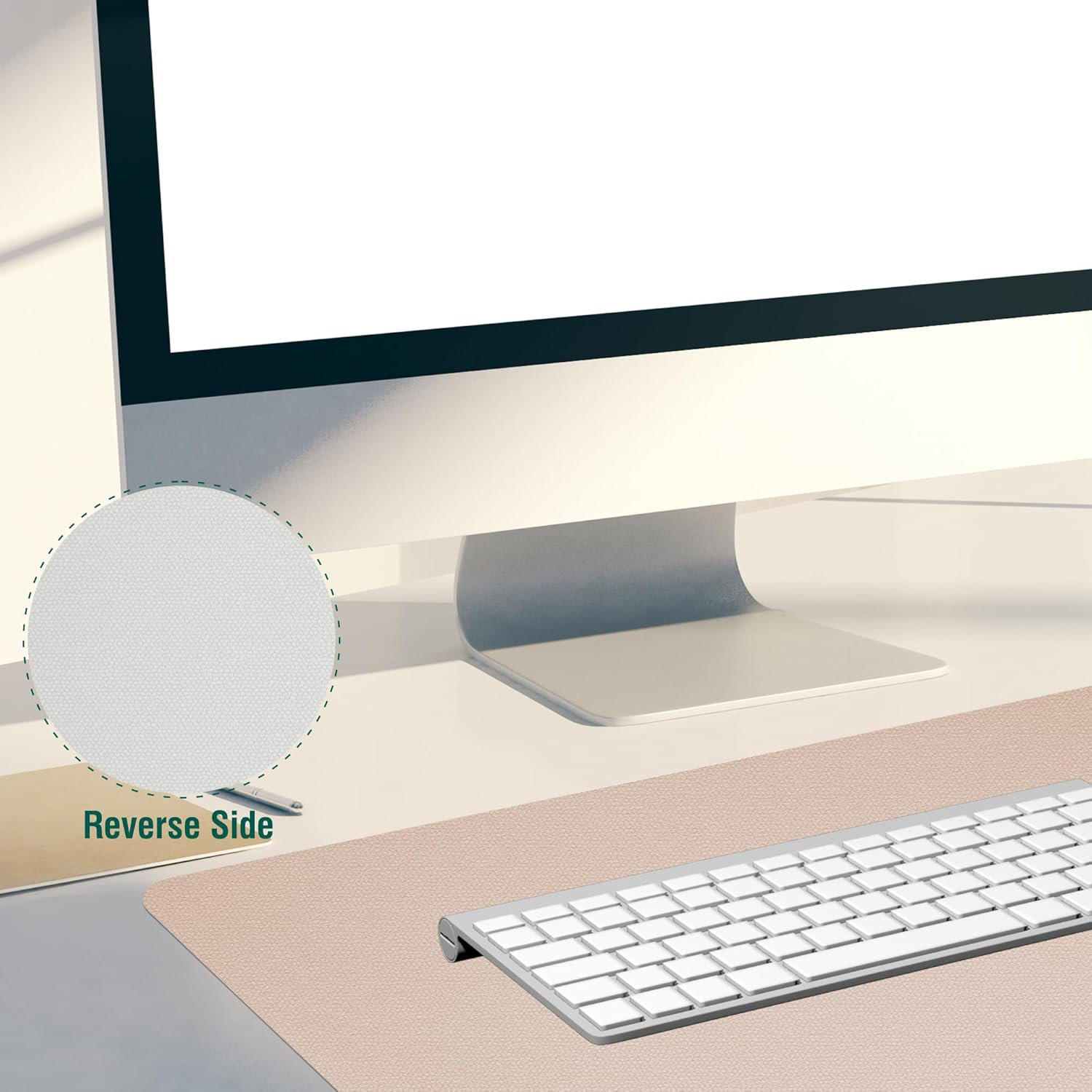 PU Leather Deskpad,Dual Side Desk Pad,Office Desk Mat,Dual Color Desk Pad,Leather Desk Writing Mat Mouse Pad for Office & Home,31.5Inchx15.7Inch,Eagzffi (Gray&Silver) - Brownsilver image number 6