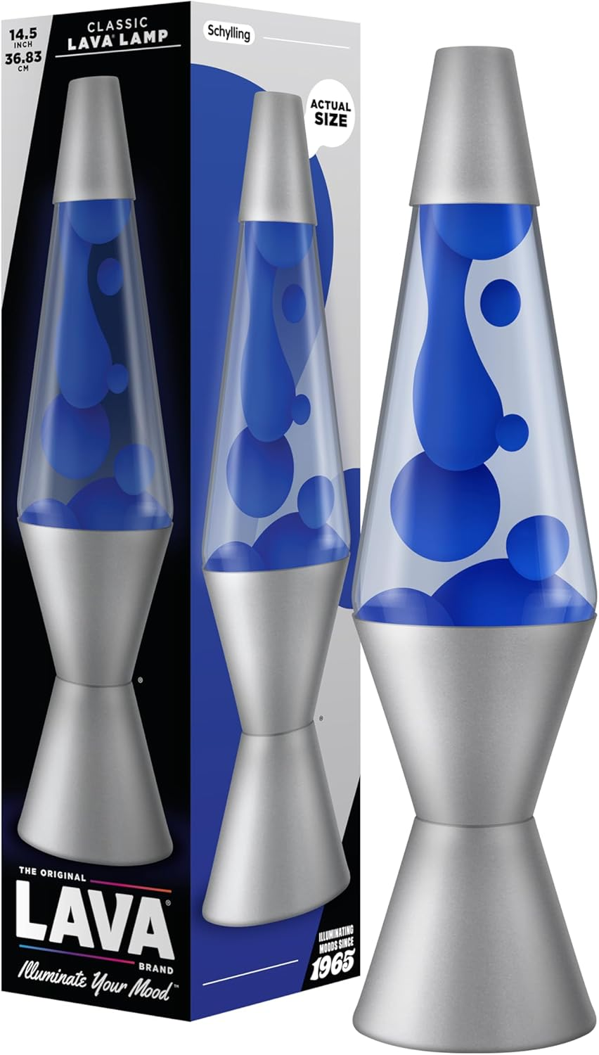 Lava Lamp 2117, Orange Wax, Blue Liquid, Silver Base and Cap, Original 14.5 Inch Lava&reg; Motion Lamp to Illuminate Your Mood