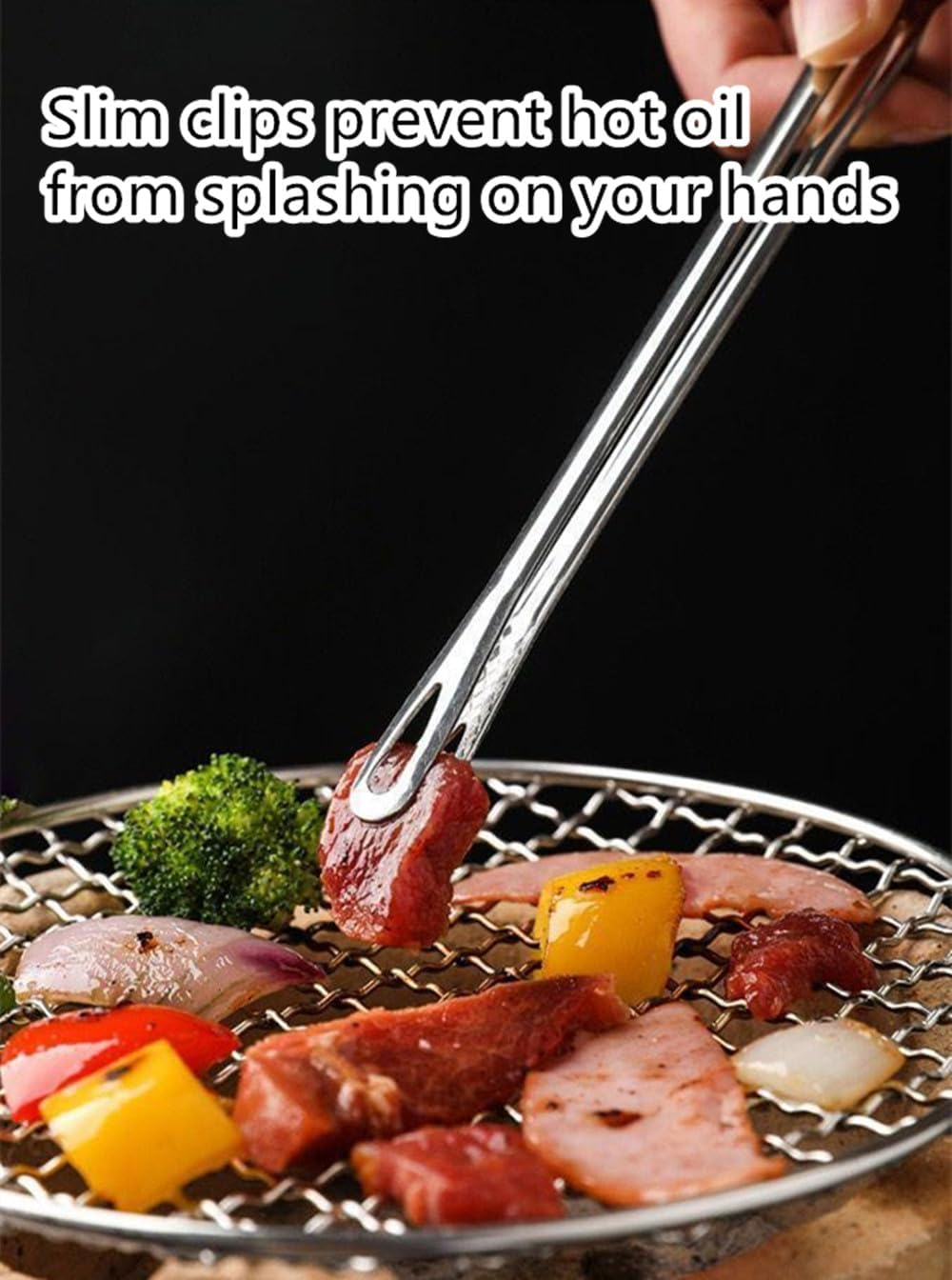 Stainless Steel Kitchen Tongs ，Stainless Steel Grill Tongs Kitchen Food Tongs Tweezers Cooking Clamp Tool for Salad Fish Steak Barbecue Buffet Meat（5 Pcs ）