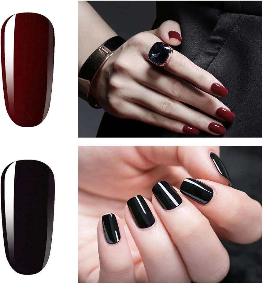 Vishine Set of 2 Colours Red Bordeaux & Black Semi-Permanent Gel Soak off UV LED Nail Art Manicure 8Ml image number 5