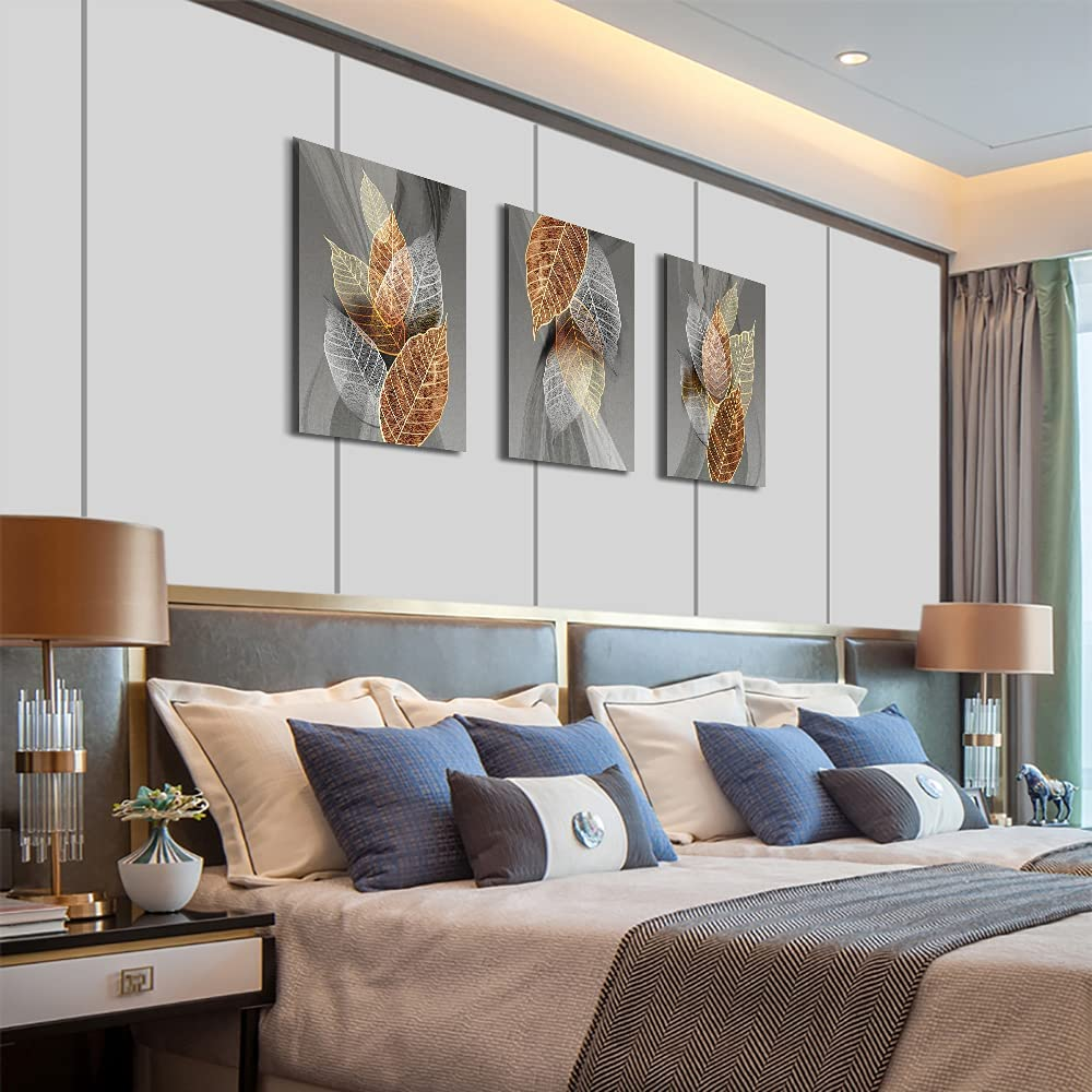 Canvas Wall Art for Living Room Family Wall Decorations for Kitchen Modern Bathroom Wall Decor Black Paintings Abstract Leaves Pictures Artwork Inspirational Canvas Art Bedroom Home Decor 3 Pieces image number 3