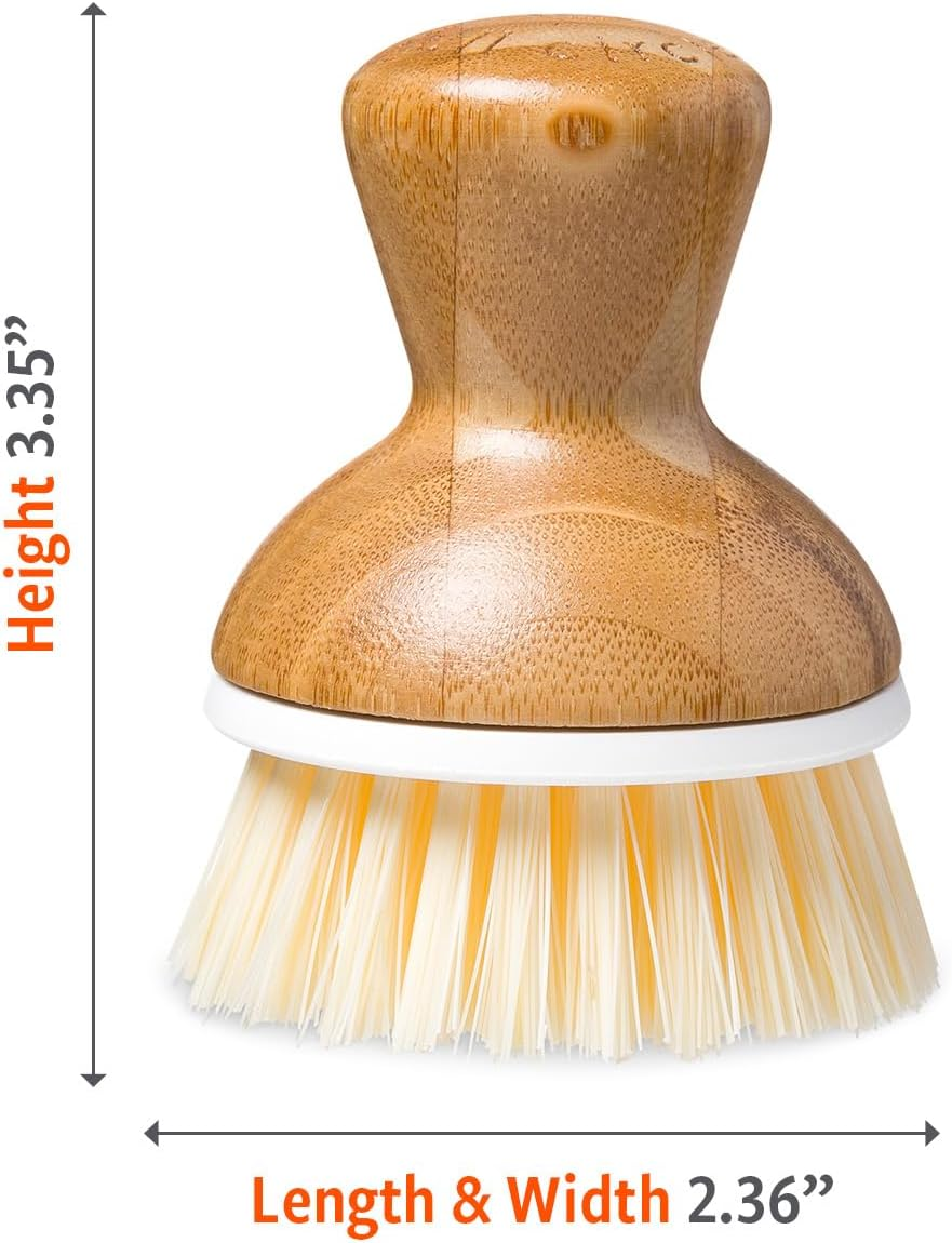 Full Circle Bubble up Bamboo Dish Brush &ndash; Ergonomic Palm Scrubber with Handle for Kitchen Cleaning, Hand Washable Brush, White, Pack of 1