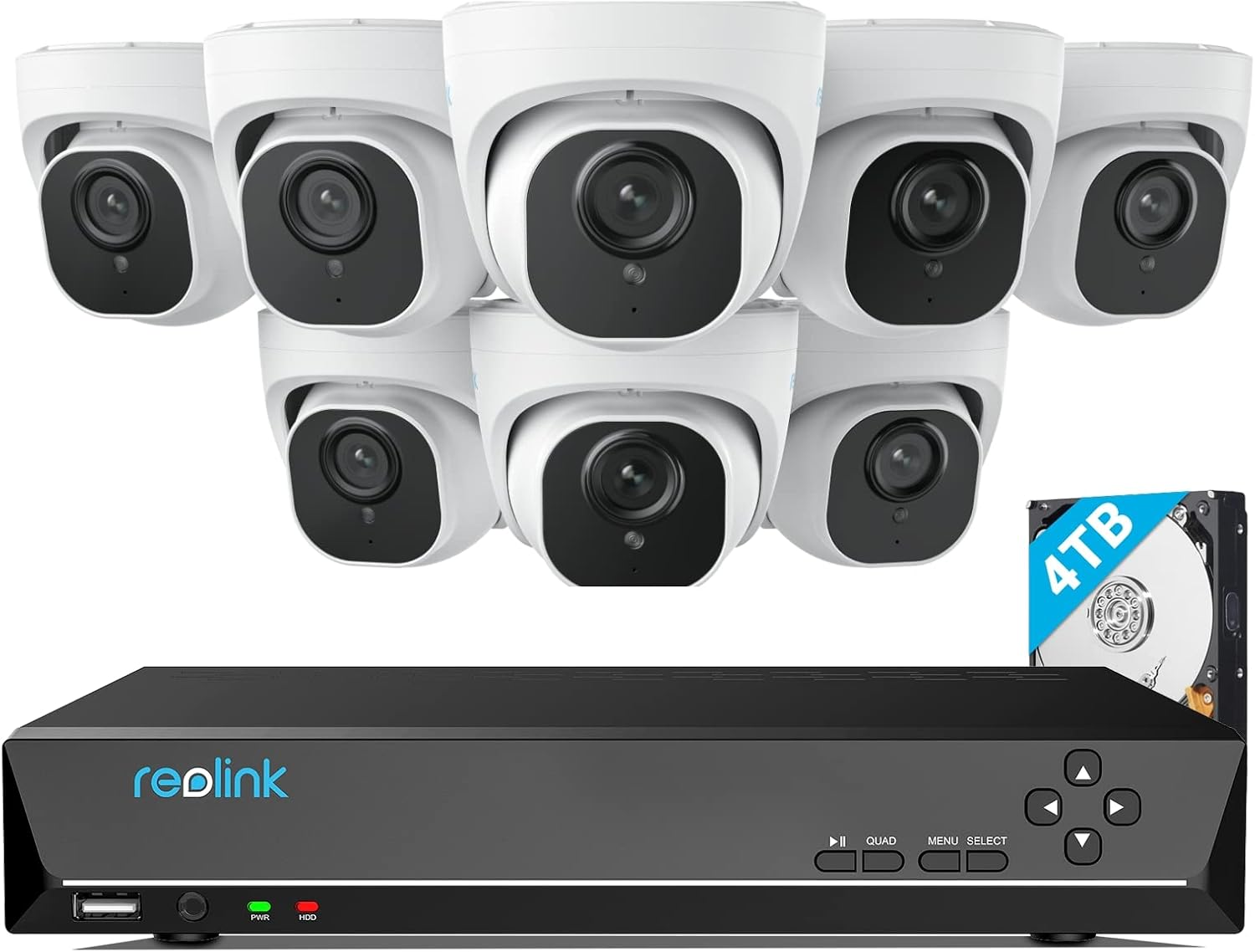 Reolink 4K H.265 Poe Security Camera System, 8Pcs 8MP IP Dome Cameras with Human/Vehicle Detection, a 16CH 8MP NVR Pre-Installed with 4TB HDD for 24/7 Recording, Remote Access image number 3