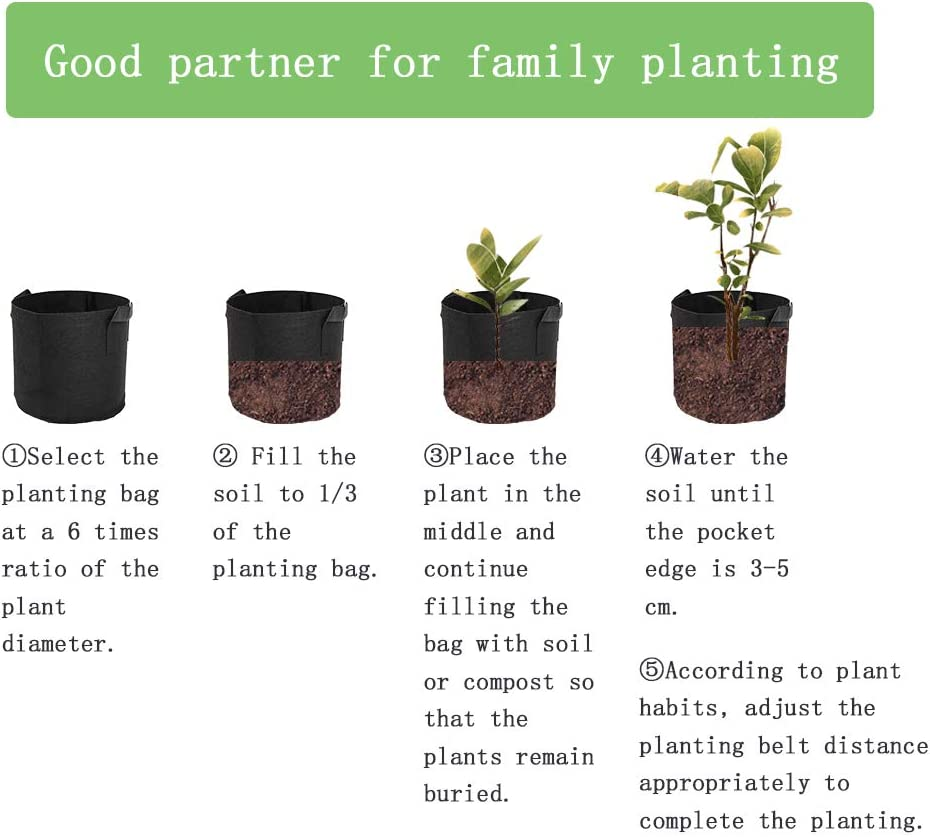 Valuehall Grow Bags Thickened Nonwoven Aeration Fabric Pots Plant Grow Bags Plant Pots with Handles V8020 (6 Pack- 10 Gallons) image number 5