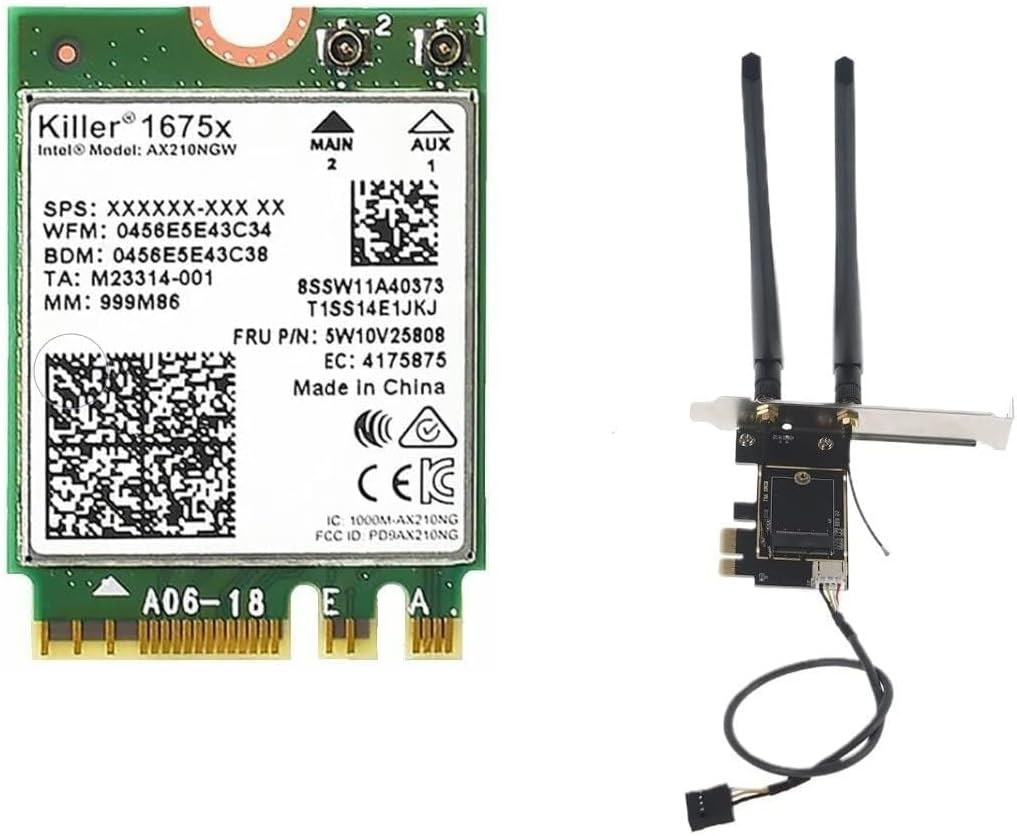 Laptop to Desktop (Pcie X1) Wi-Fi Card Converter for M.2 Pcie Network Cards with Bluetooth Support (Adapter_Kit)