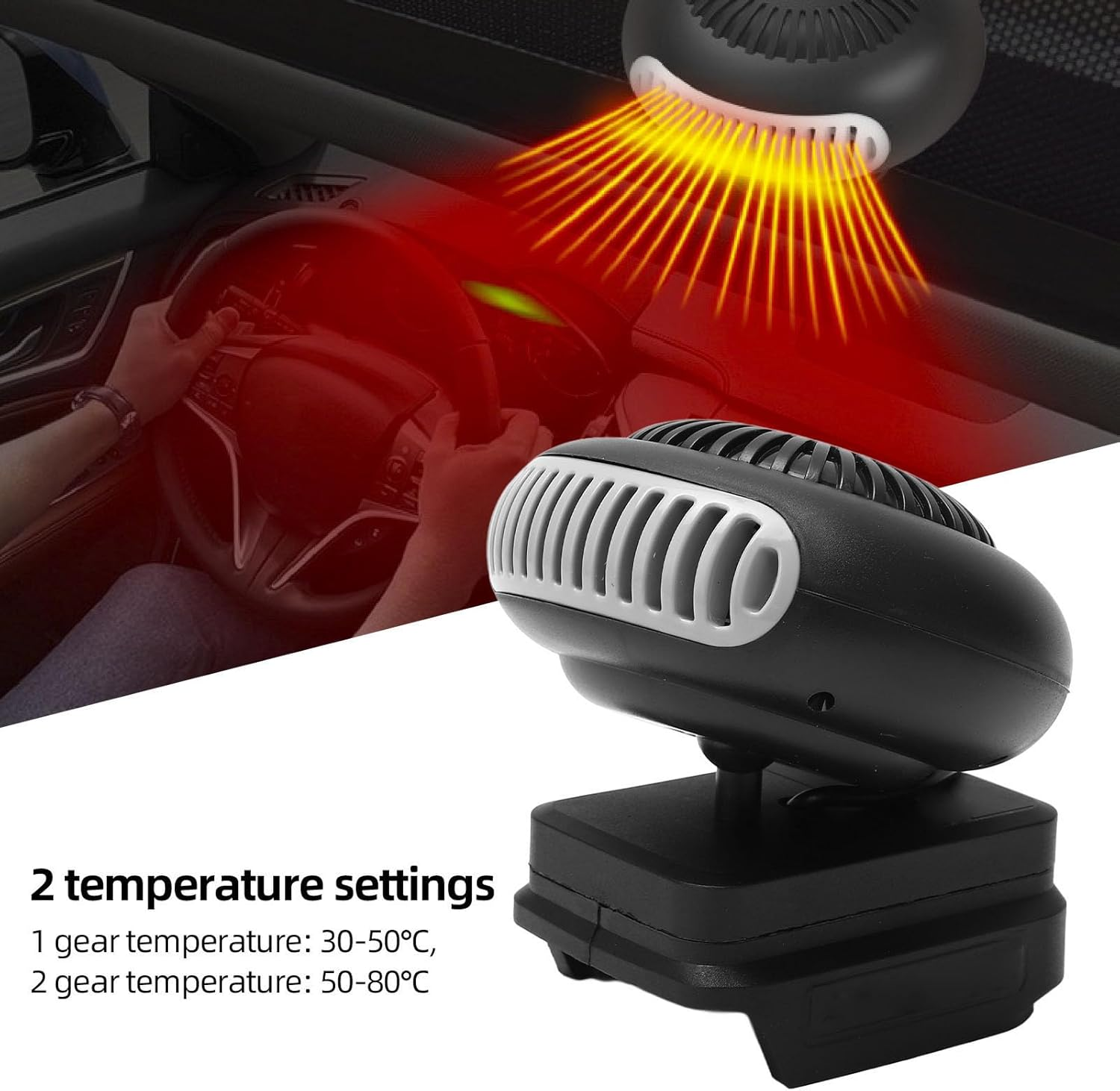 Small Space Heater, 2 Gears Portable Battery Powered Electric Heater for Office Room Desk Indoor, 170W Operating Quietly(Black) image number 5