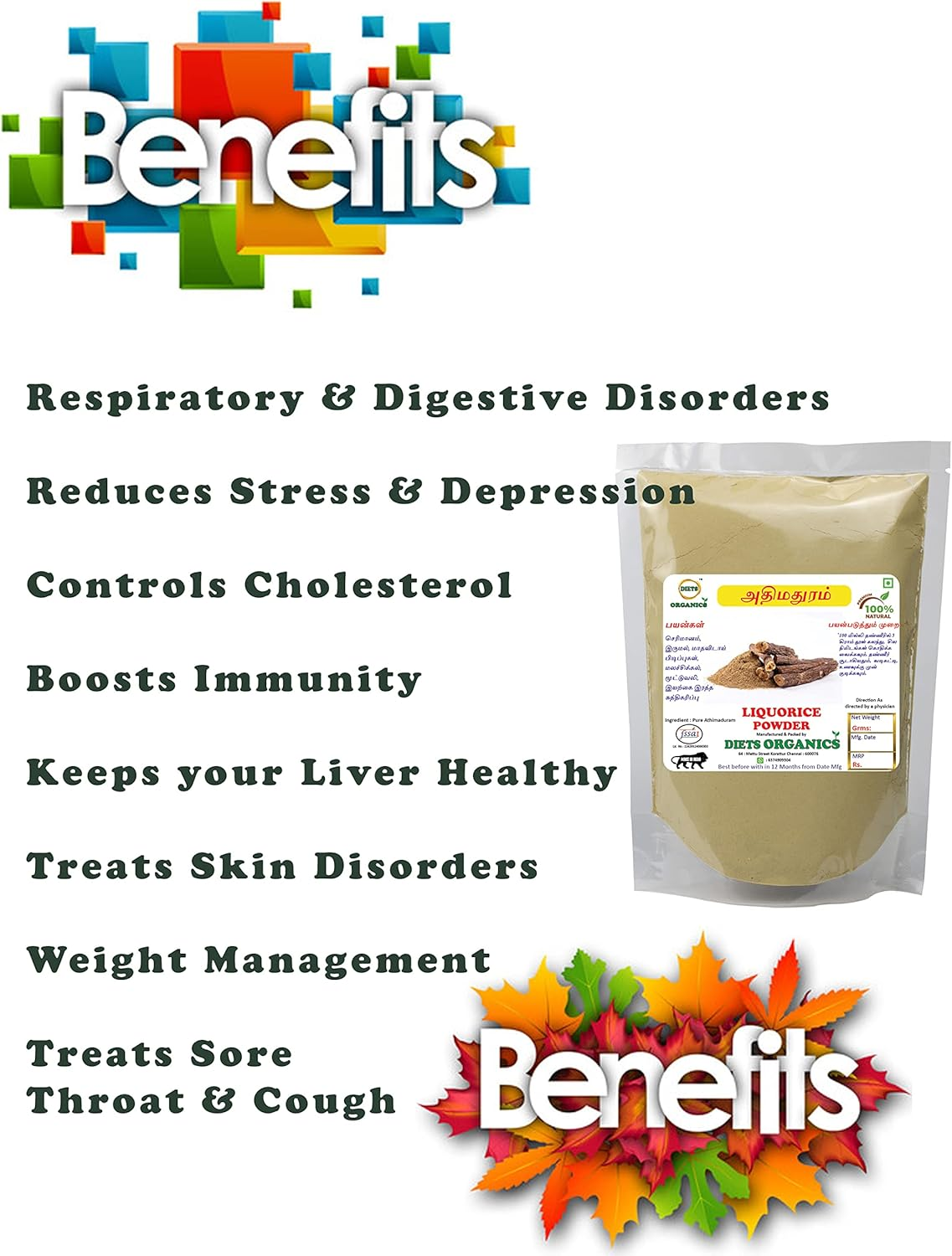 Diets Organics Athimathuram Powder for Face, Skin, Hair Care (Licorice Powder)-25G Pack of 1 image number 3