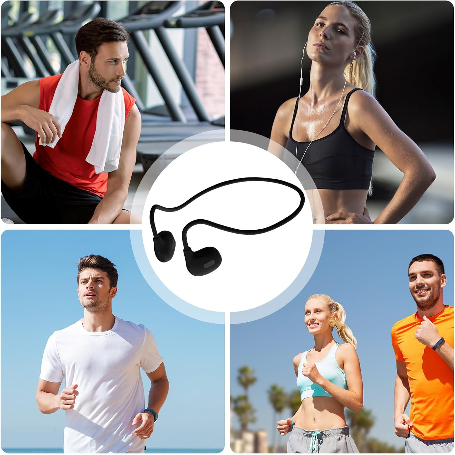 Bone Conduction Earphones | Open Ear Waterproof Earbuds - Sports Headphones - for Workout Gym Fitness Outdoor Travel Commuting Cycling Hiking Training Running - Black image number 3