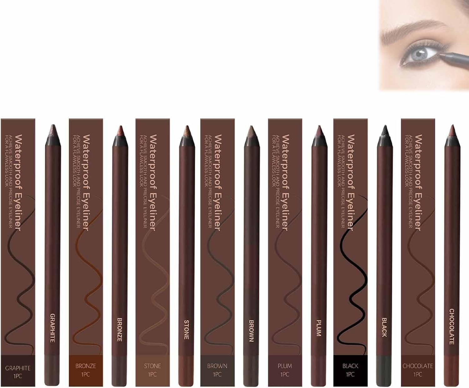 Creamy Pencil Eyeliner, 24 Hr Waterproof Eyeliner Duo Sharpenable Eye Pencil, Long Lasting Eye Liner for Daily Makeup, No Smudging, Fading, Soft Tip and Easy to Color (Black)