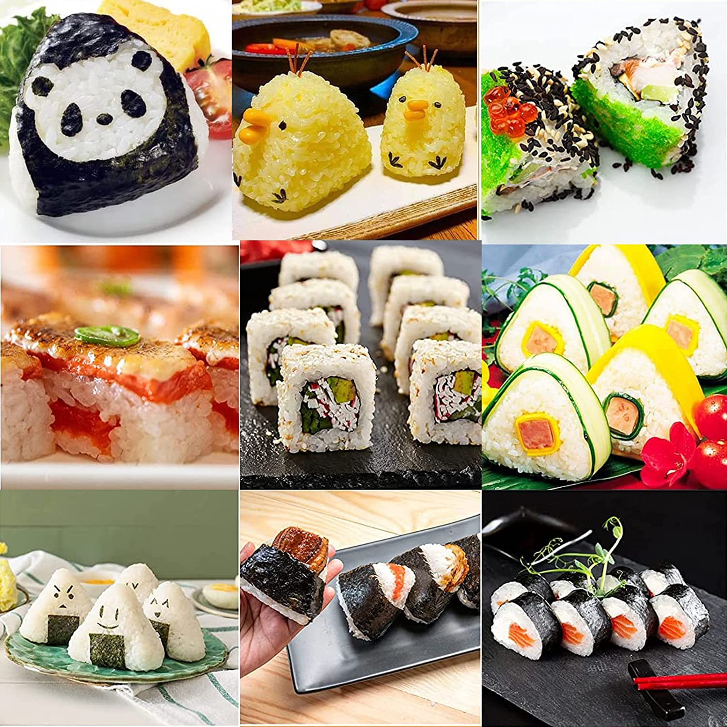 8-Piece Onigiri Mold,Diy Rice Ball Mould Shaker,Perfect for Lunches, Parties