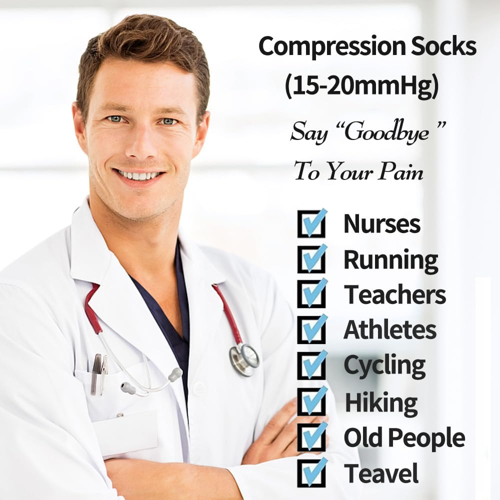 Compression Socks Women and Mens Best Stockings for Running Medical Athletic Edema Diabetic Varicose Veins Travel Pregnancy Shin Splints image number 3