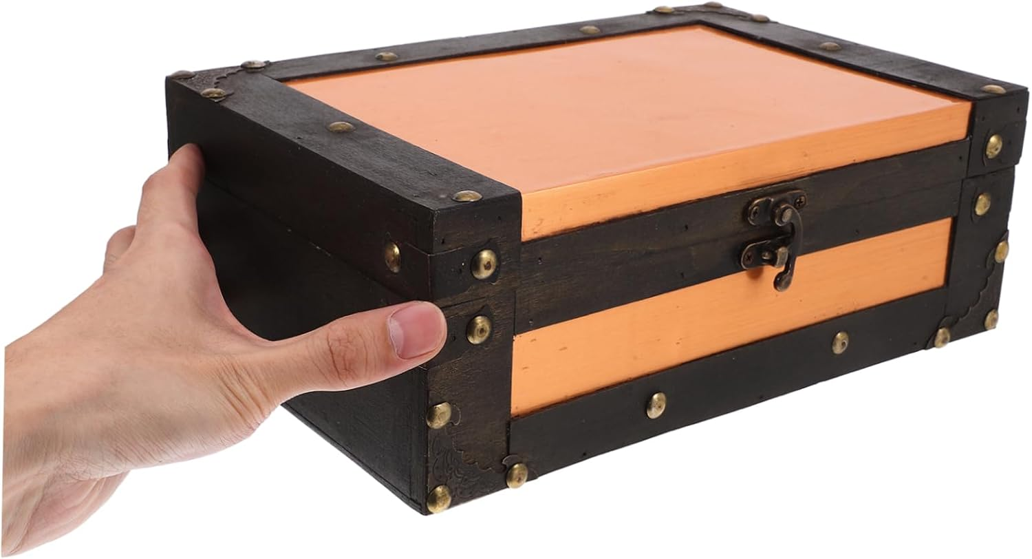 Retro Suitcase Storage Box Lock Wooden Decorative Storage Boxes for Cards Jewelry Souvenirs Home Decor image number 2