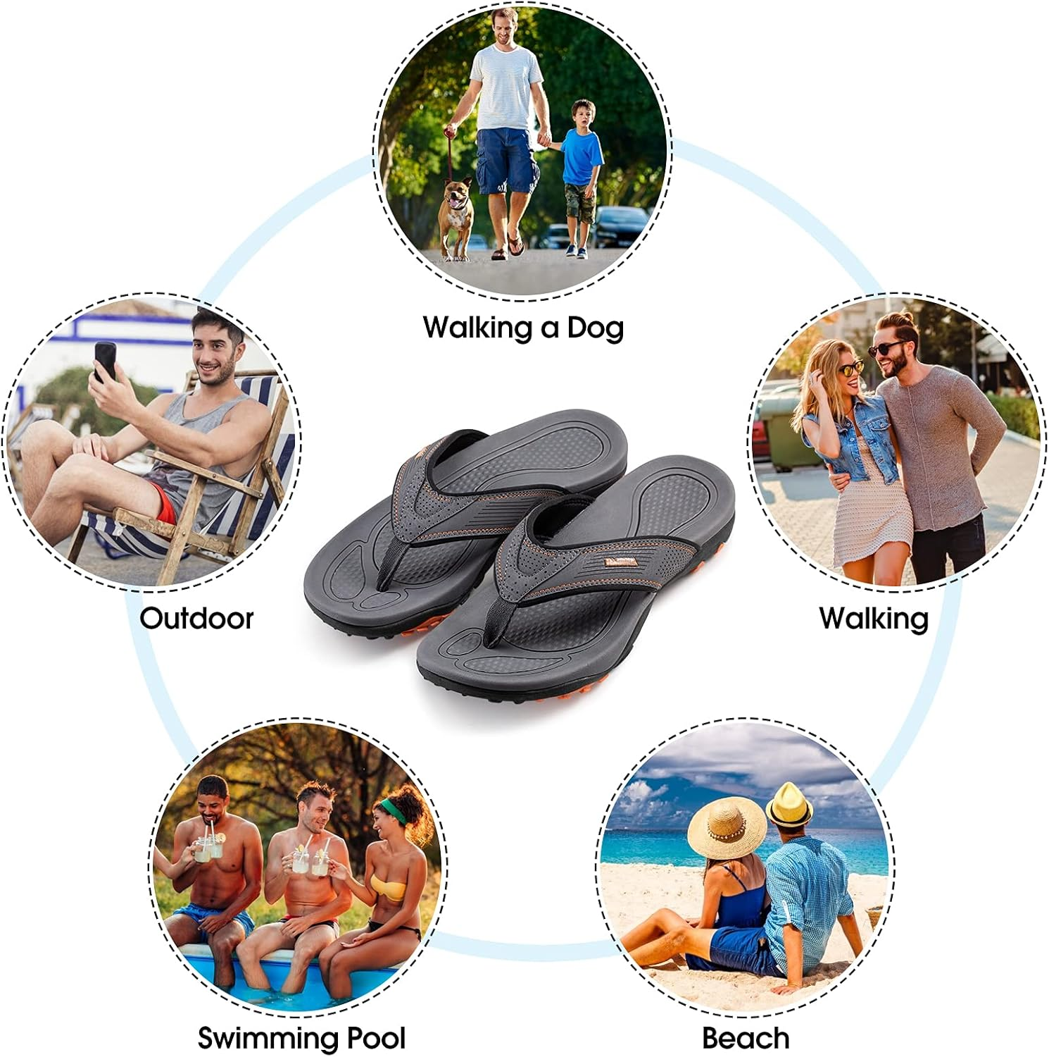 HAOLIRA Mens Sport Flip Flops Summer Beach Thong Sandals Non-Slip Slippers with Arch Support image number 5