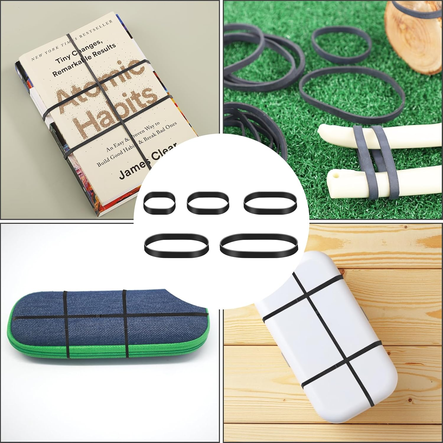 100Pcs Black Elastic Bands, 5 Sizes Thick and Durable Elastic Assorted Wide Elastic Band for Litter Folder Home School Office Supplies (8.5/6.5/5.5/3.5/2Cm) image number 3