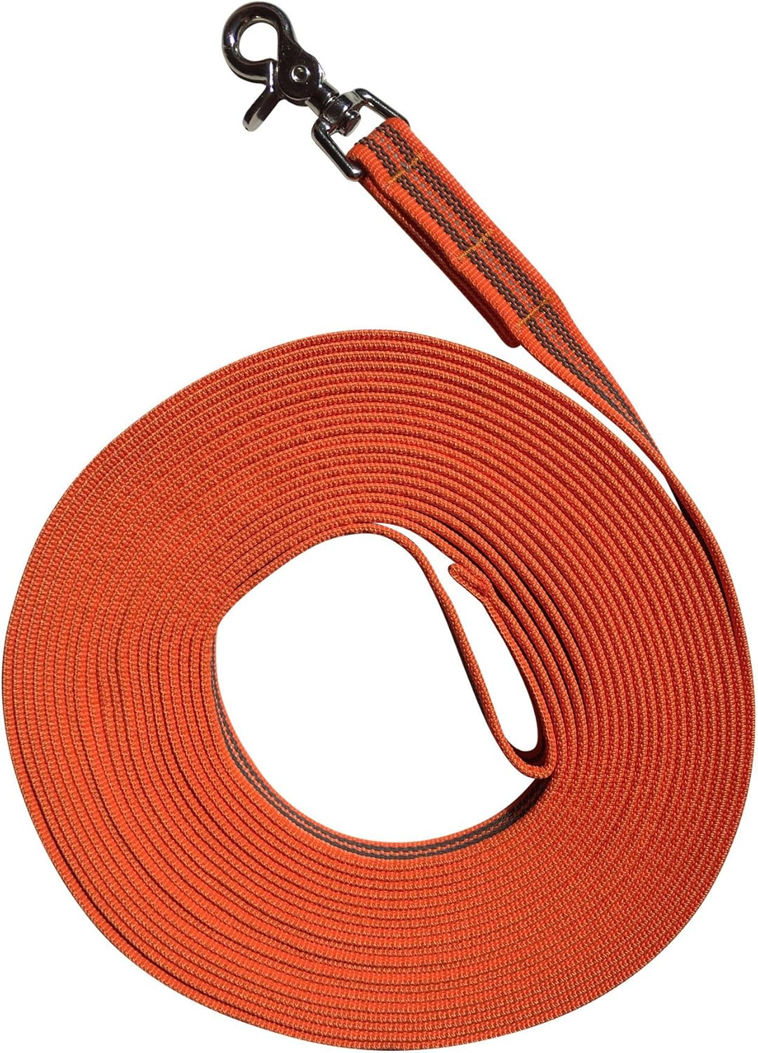 DOGS and MORE - Rubberised Recall Lead/Search Lead/Field Lead with Reflective Strips => 10 Metres (With Hand Loop) - Orange, Blue or Purple