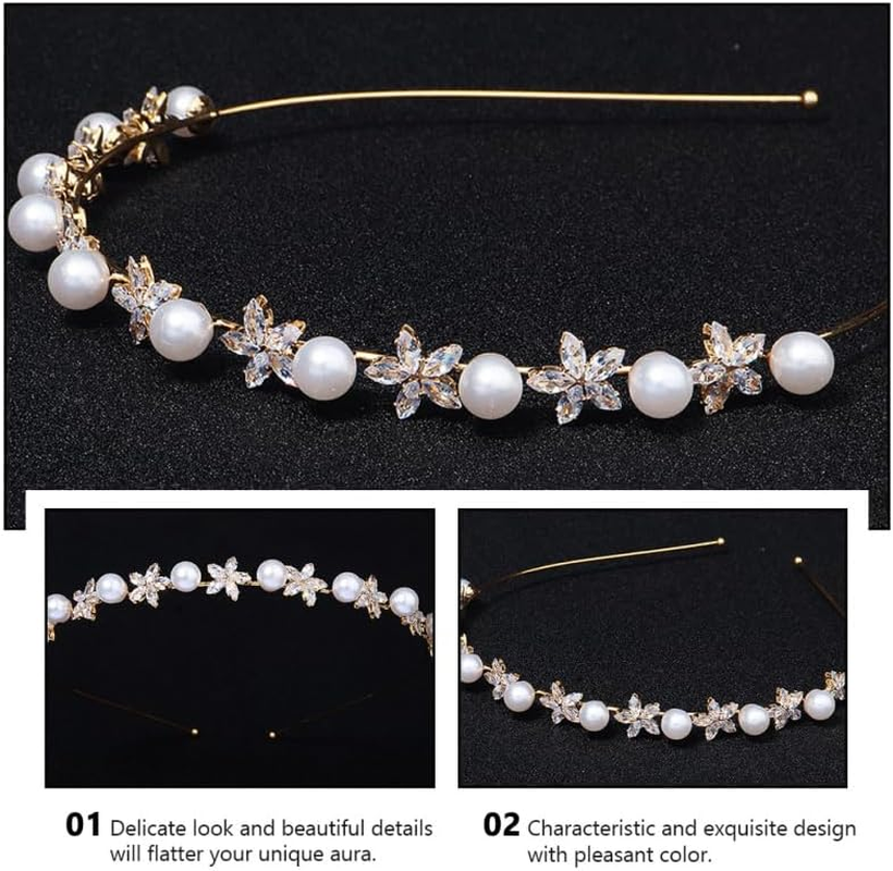 OATIPHO 1 X Zircon Hair Band with Pearls Thin Headband for Women Weddings Parties and Stylish Accessory for Unforgettable image number 5