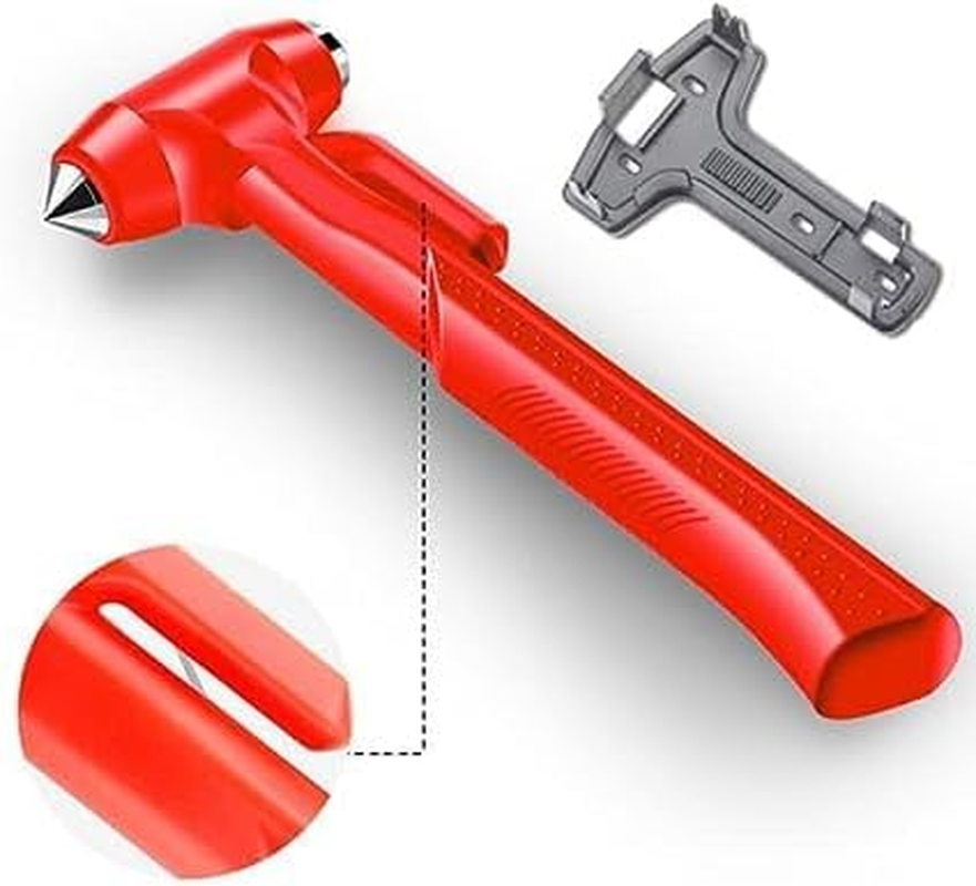 Window Breaker, Car Safety Hammer, Emergency Tool，Car Safety Hammer Life Saving Survival Kit with Heavy Carbon Steel Points and Hardened Sharp Car Window Breaker, Auto Accident Life-Saving Rescue(Red)