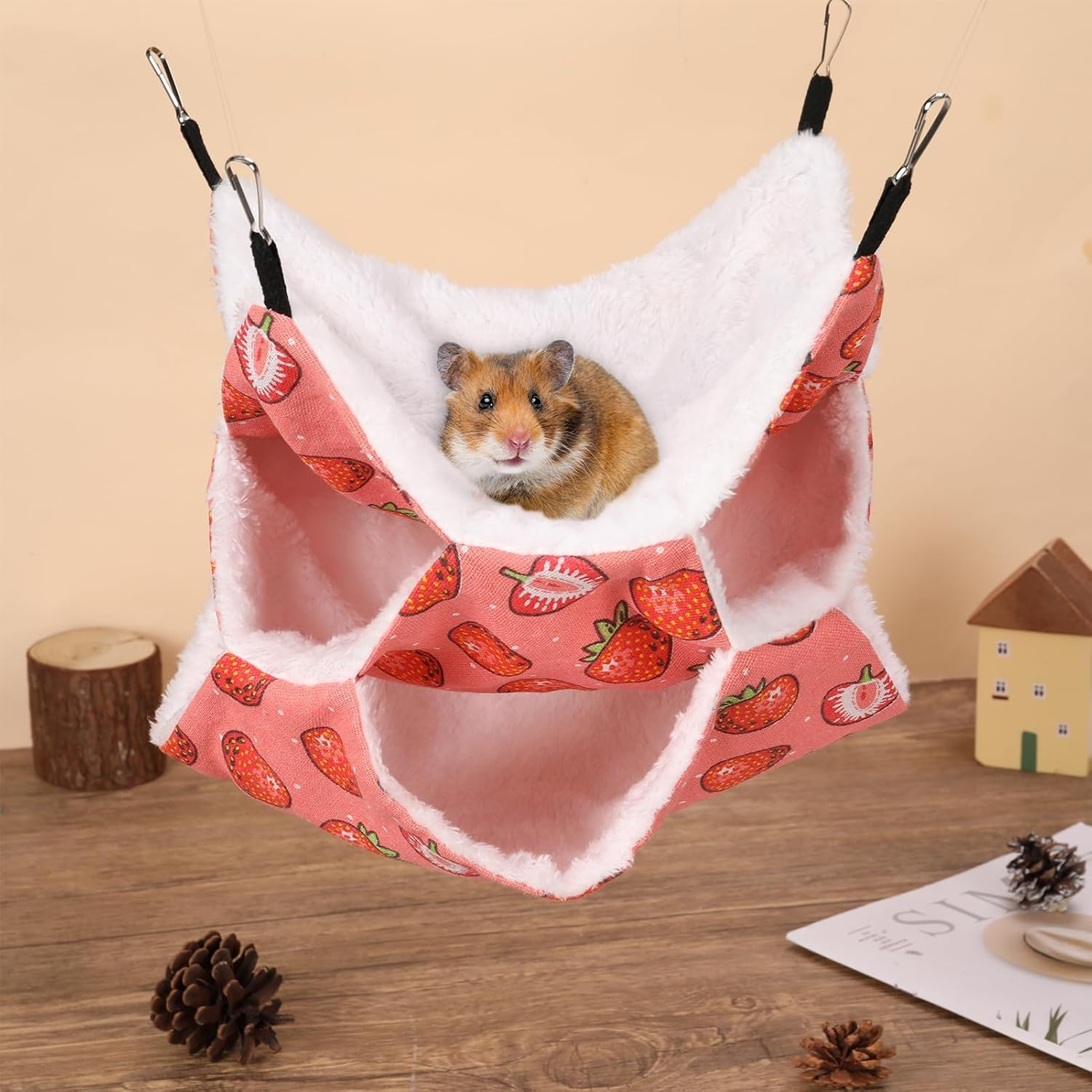 3 Layer Guinea Pig Cage Hammock, Onbdl Cute Hamster Hanging Hammock Bed Soft Warm Small Animals,Guinea Pig, Bunny, Hamster, Chinchilla,Rabbit and Other Small Animals image number 5